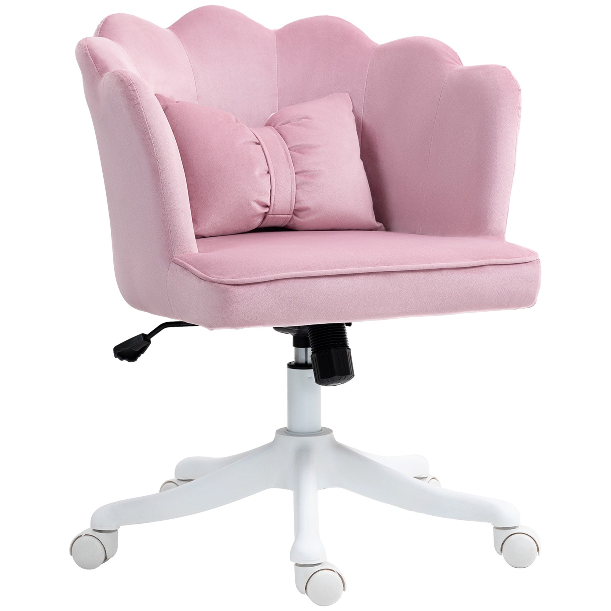 HOMCOM Velvet-Feel Petal Back Office Chair - Pink - North Peak Garden Furniture