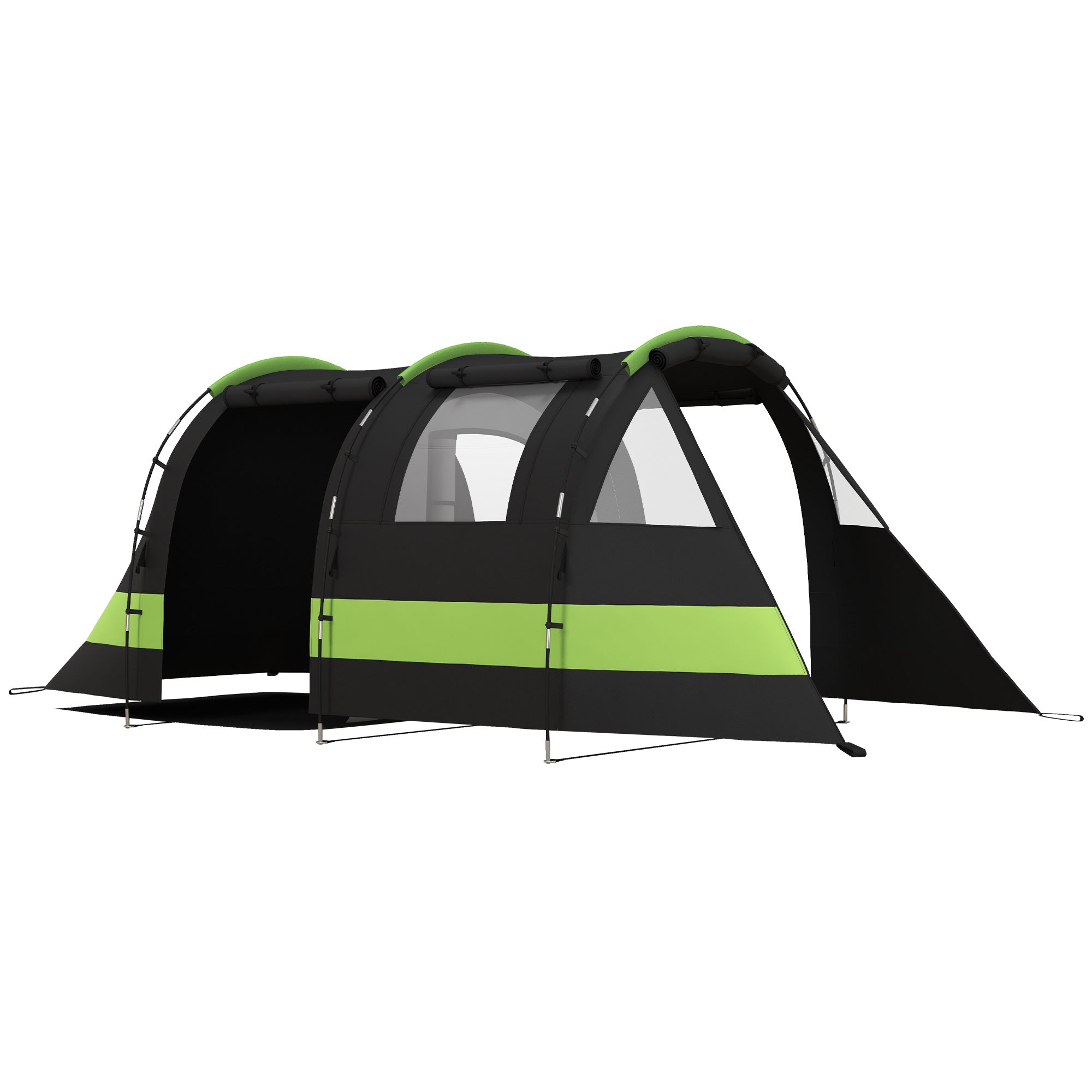 Outsunny Four Man, Two Room Blackout Tent, with Accessories - Black