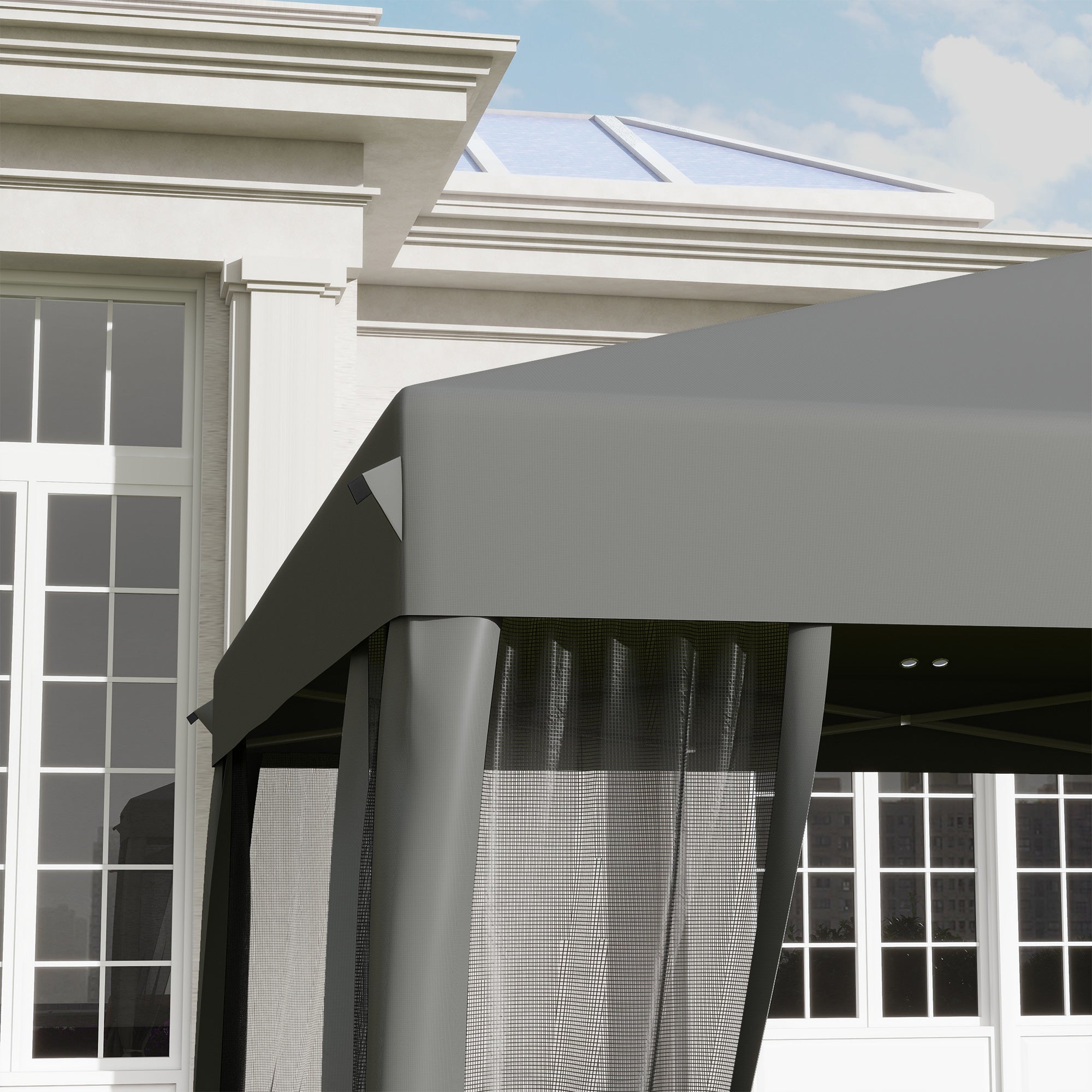 Outsunny 3 x 3 m Pop Up Gazebo, Garden Tent with Removable Mesh Sidewall Netting, Carry Bag for Backyard Patio Outdoor Light Grey - North Peak Garden Furniture