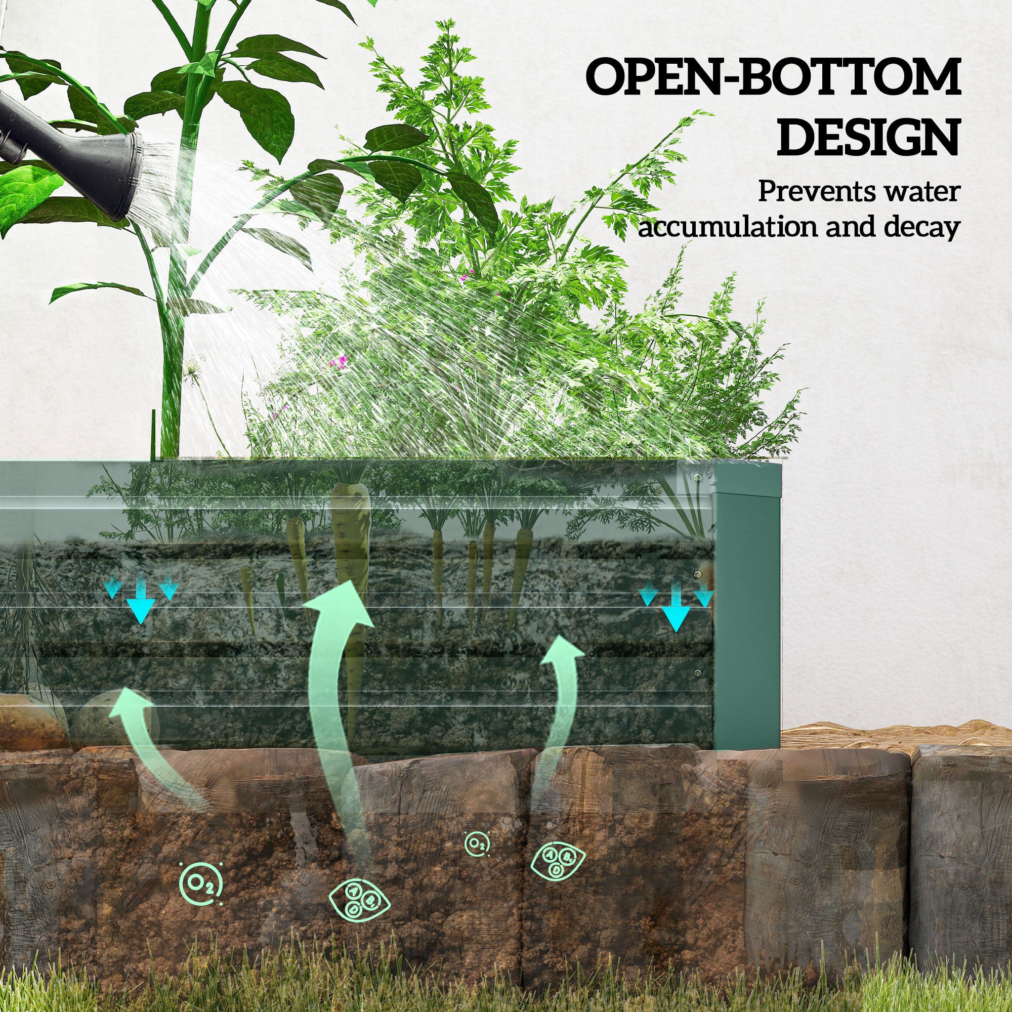 Outsunny 60 x 240cm Galvanised Steel Planter, with Open Bottom