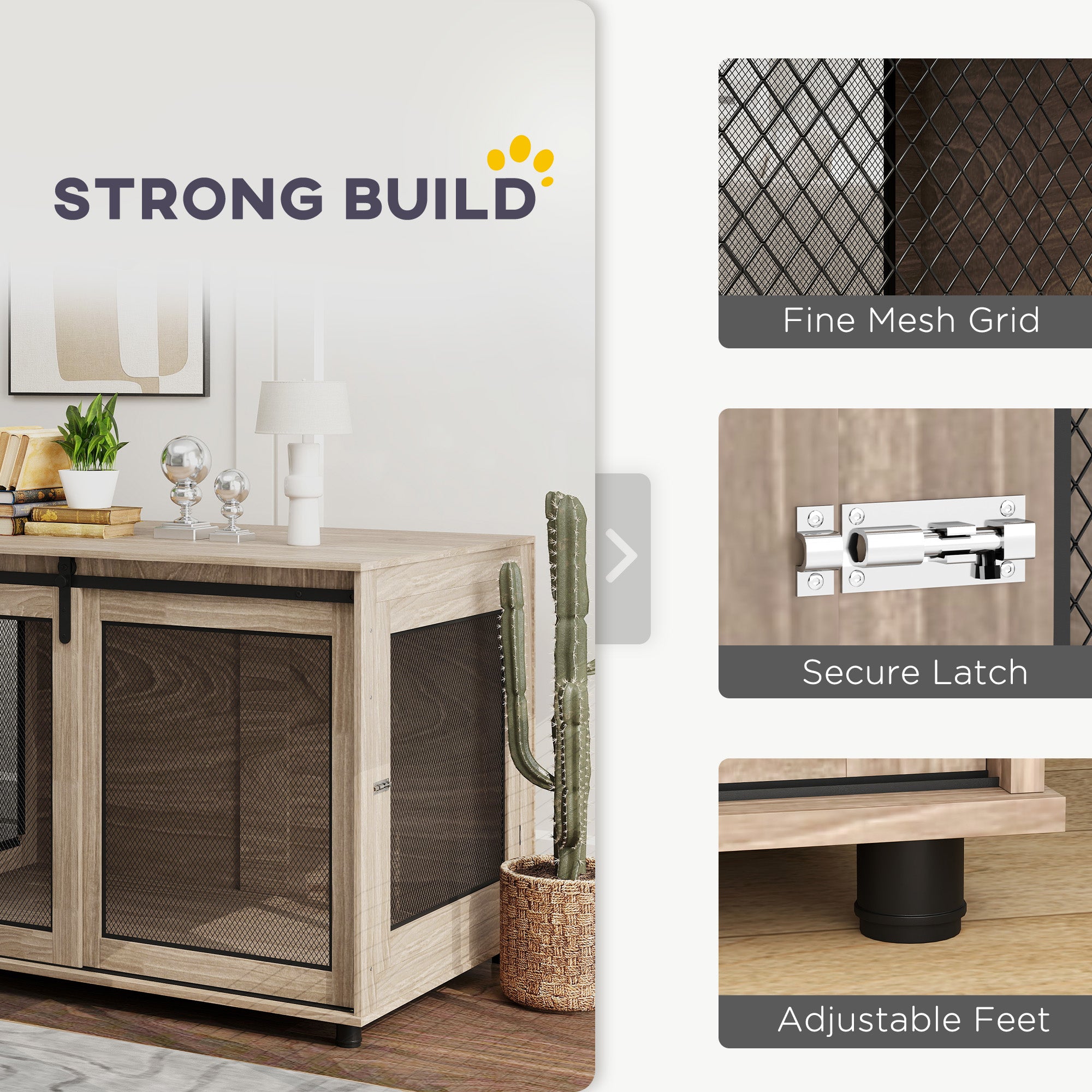 PawHut Dog Crate Furniture with Sliding Door for Extra Large Dogs, 118 x 75.5 x 82cm, Walnut Brown - North Peak Garden Furniture