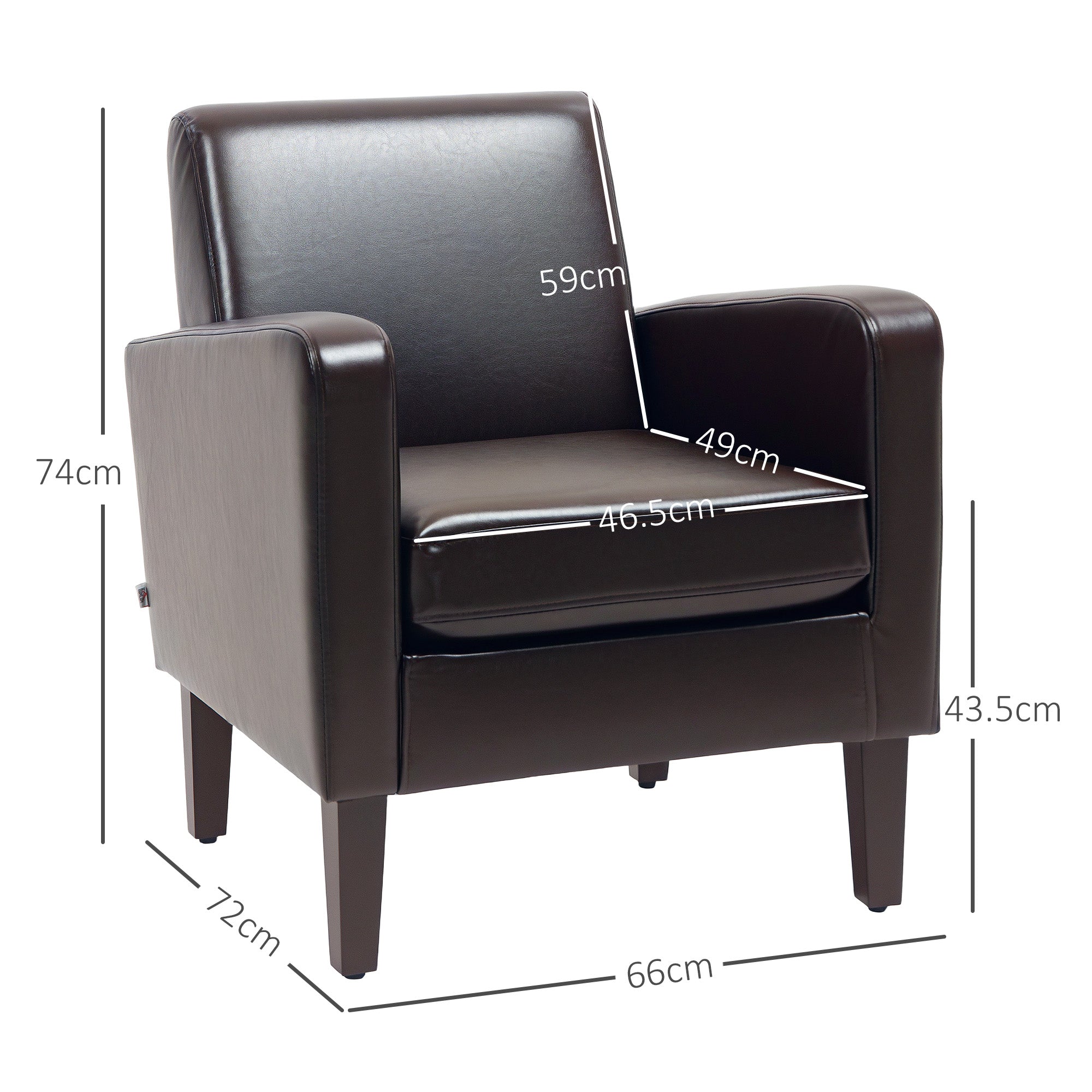 HOMCOM Faux Leather Simple Armchair - Brown - North Peak Garden Furniture