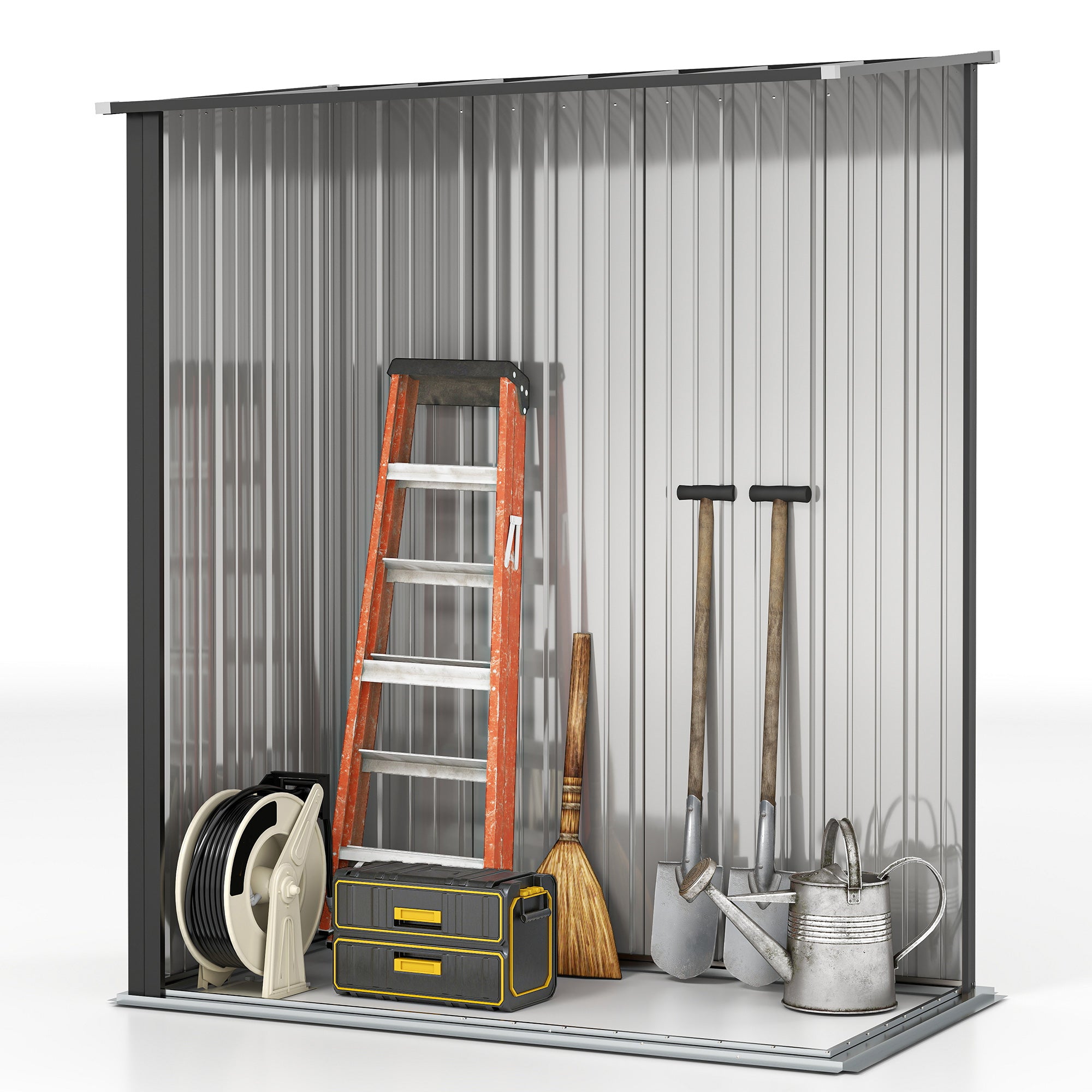 Outsunny Outdoor Storage Shed, Garden Metal Storage Shed w/ Single Door for Garden, Patio, 5.3ft x 3.1ft, Black