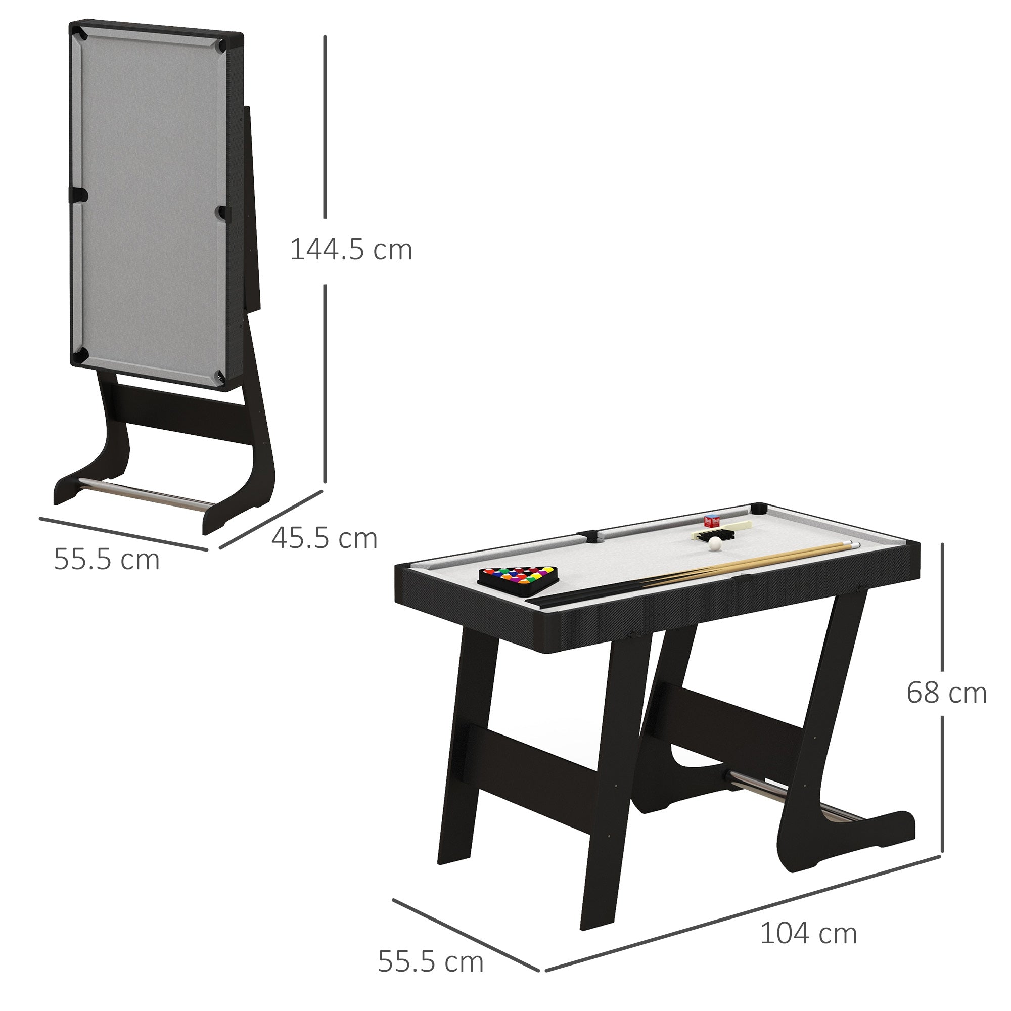 SPORTNOW 3.5ft Folding Pool Table, Snooker Table with Two Cues, 16 Balls, Chalk, Triangle, Brush - Grey - North Peak Garden Furniture