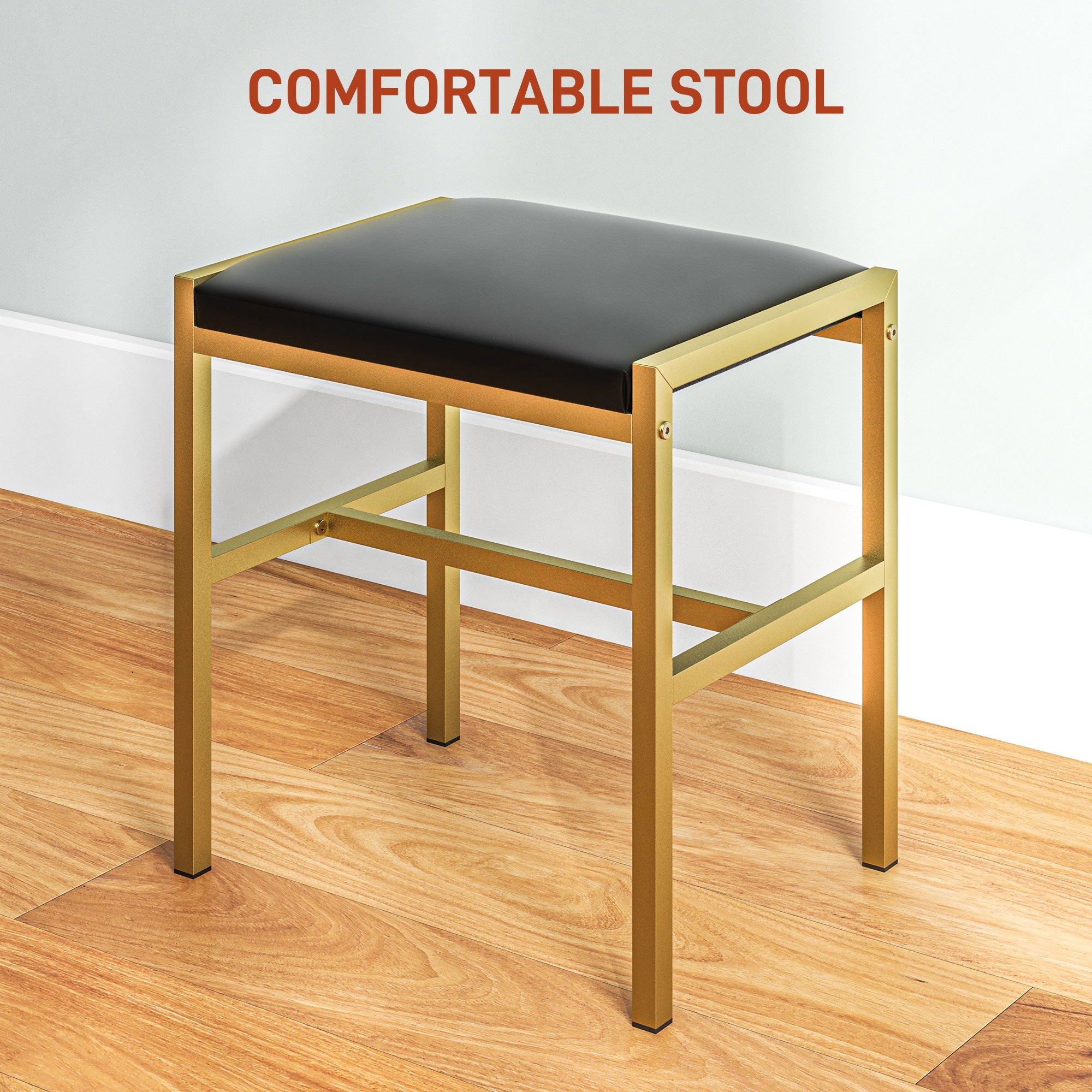 HOMCOM Dressing Table Set, with Storage and Stool - Black - North Peak Garden Furniture