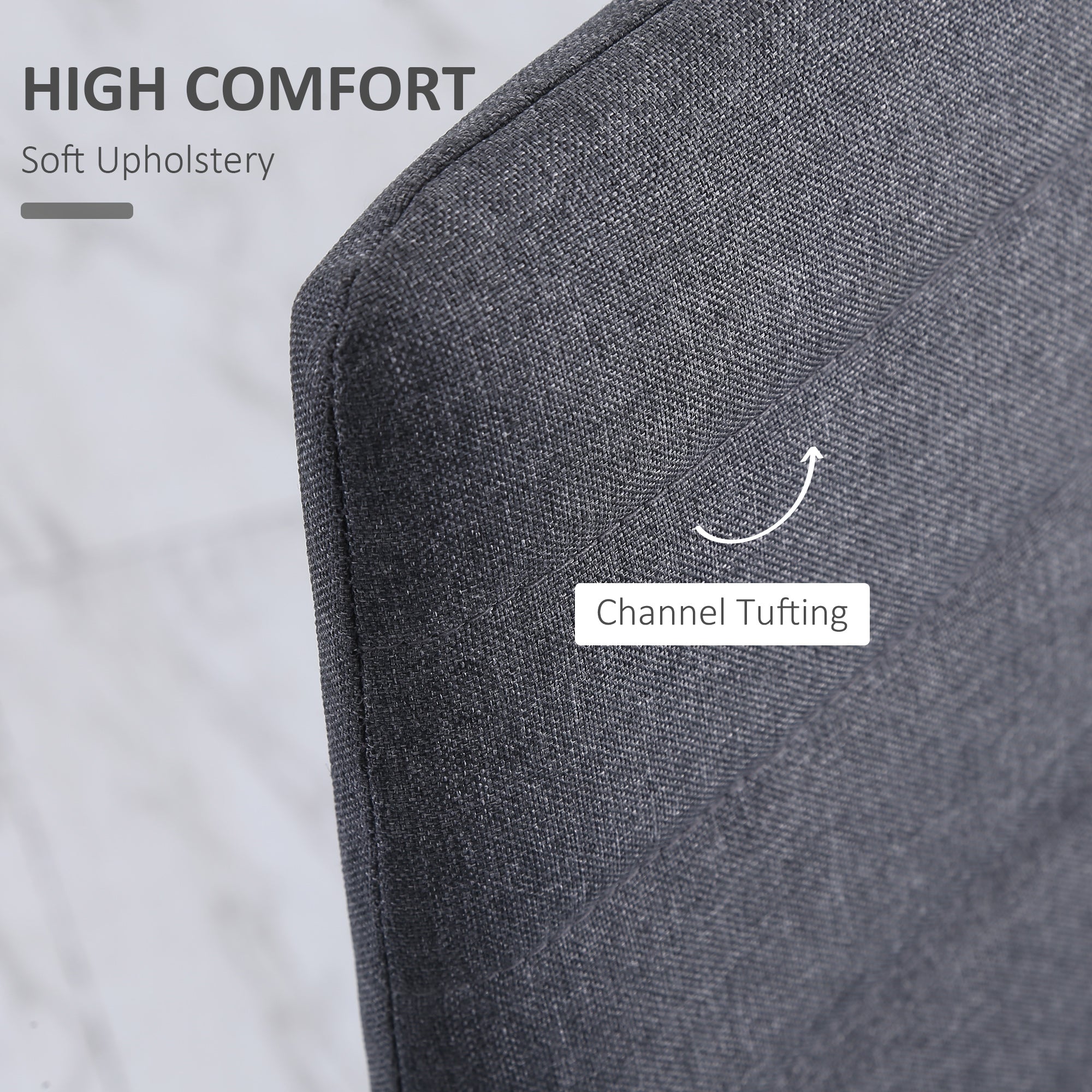 HOMCOM High Back Dining Chairs Modern Upholstered Linen-Touch Fabric Accent Chairs with Metal Legs for Kitchen, Set of 4, Grey - North Peak Garden Furniture