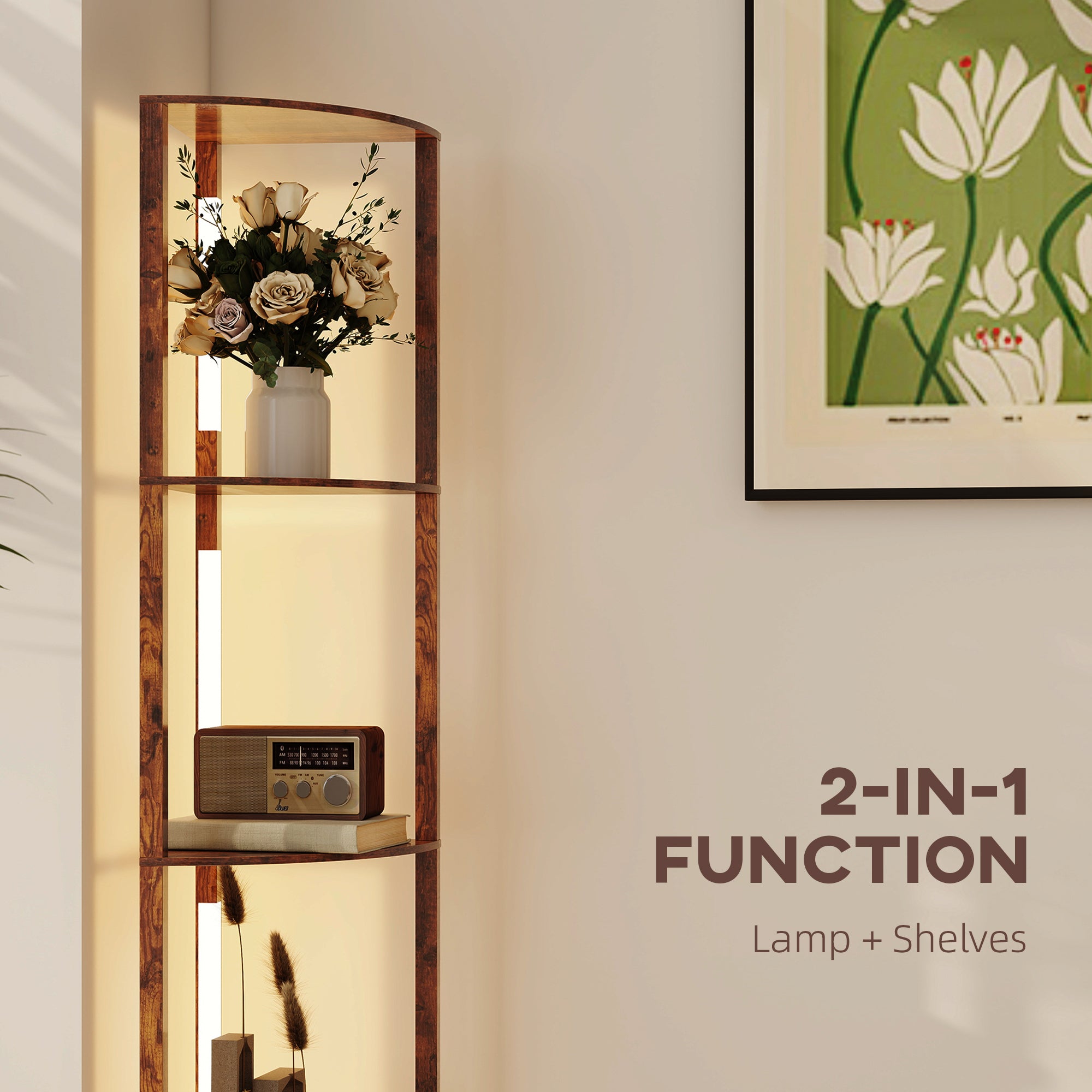 HOMCOM Three-Tier Corner Floor Lamp
