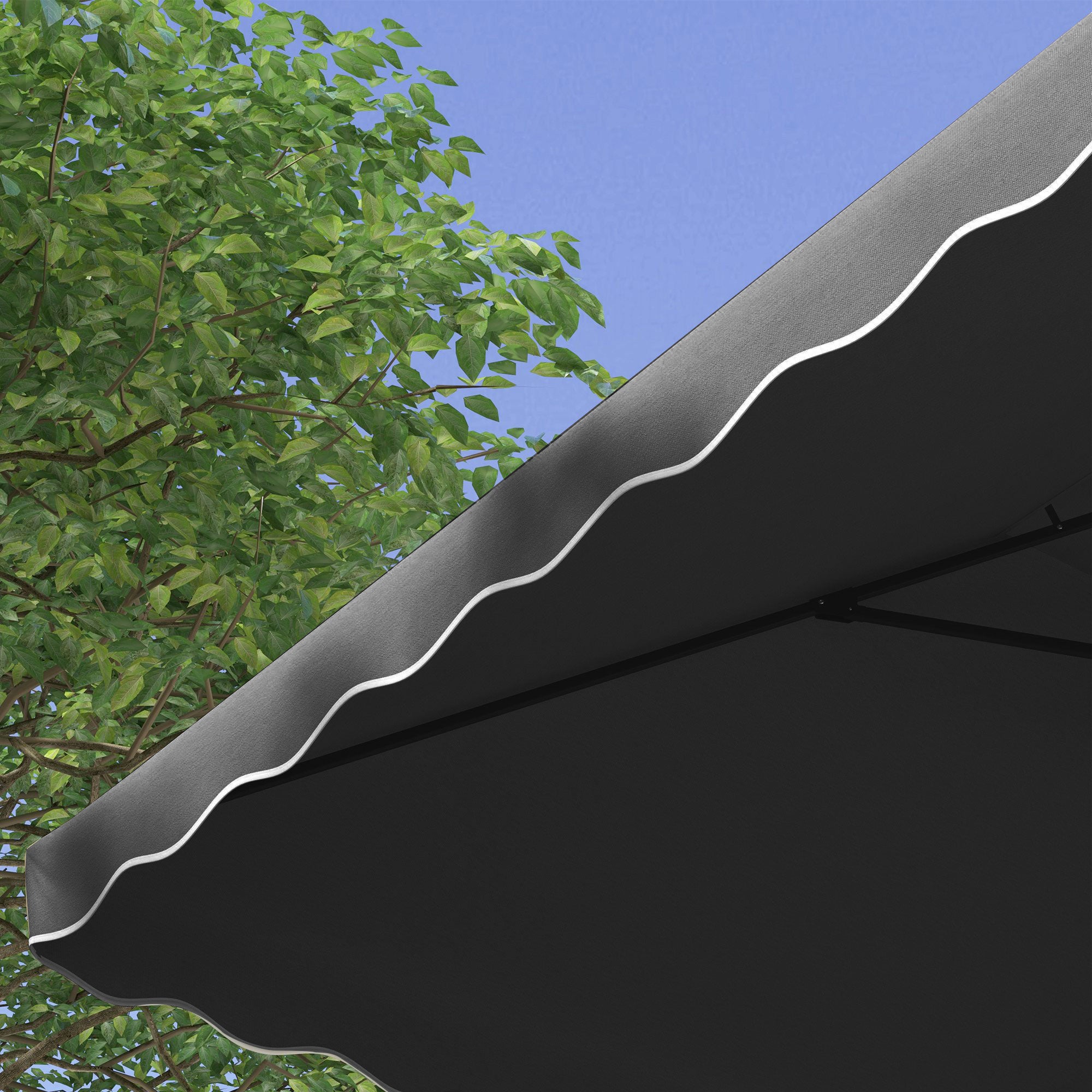 Outsunny 2.5m Square Double Top Garden Parasol Cantilever Umbrella with Ruffles, Dark Grey - North Peak Garden Furniture