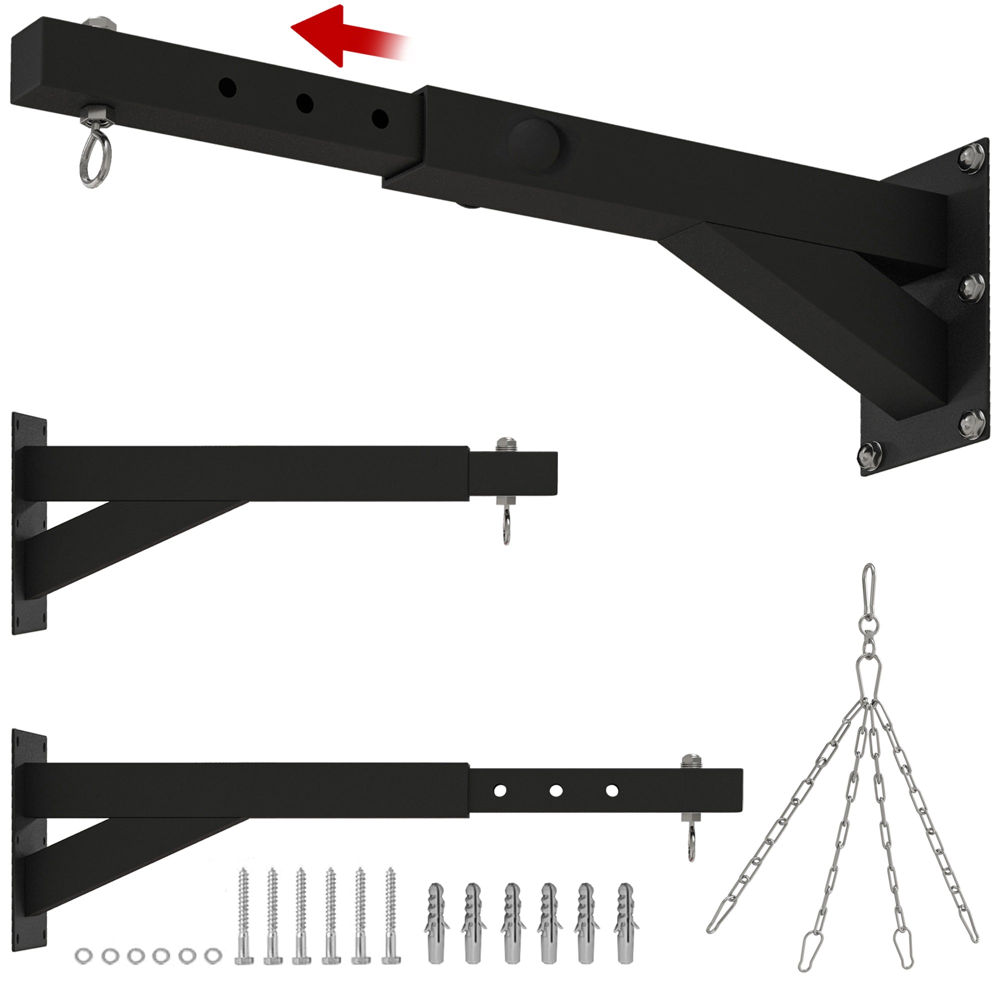 SPORTNOW Punch Bag Wall Bracket, 5-Length Adjustable Boxing Bag Bracket for Kickboxing, Muay Thai, Punching Training - North Peak Garden Furniture