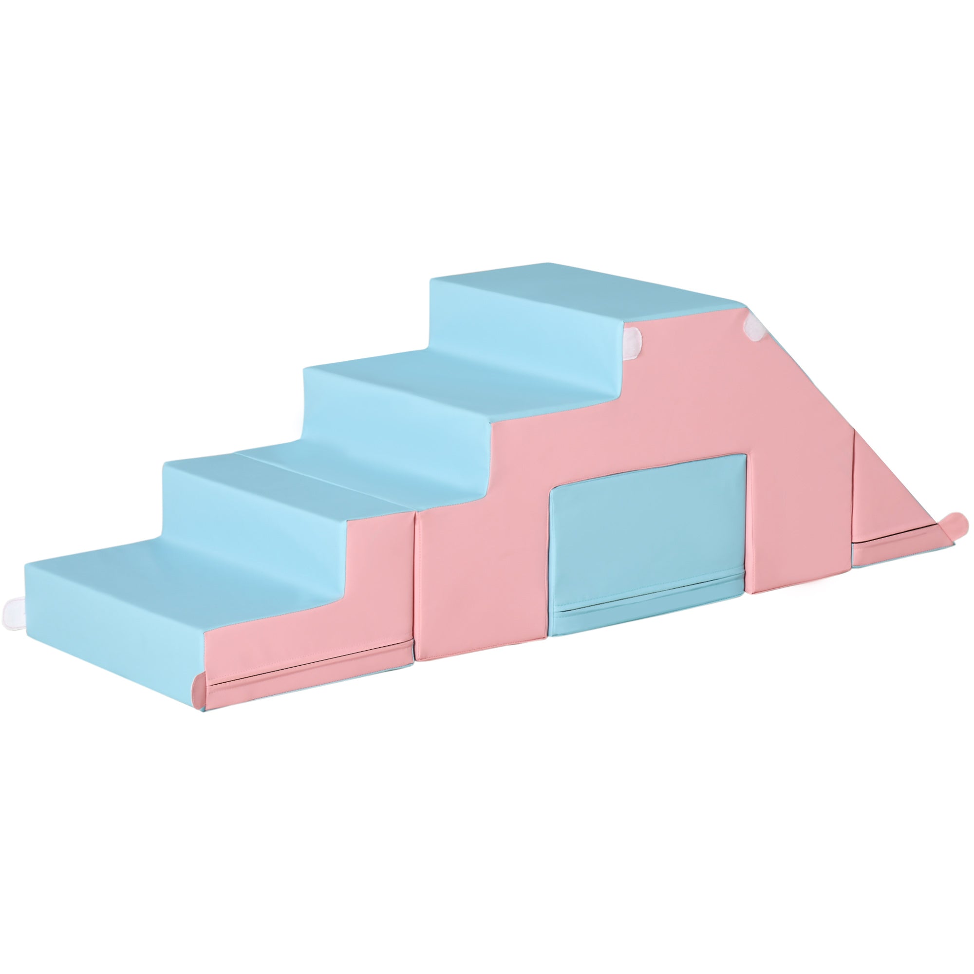HOMCOM 2-piece Soft Play Set, Baby Foam Climber Block for Toddler 1-3 Years, Pink Blue