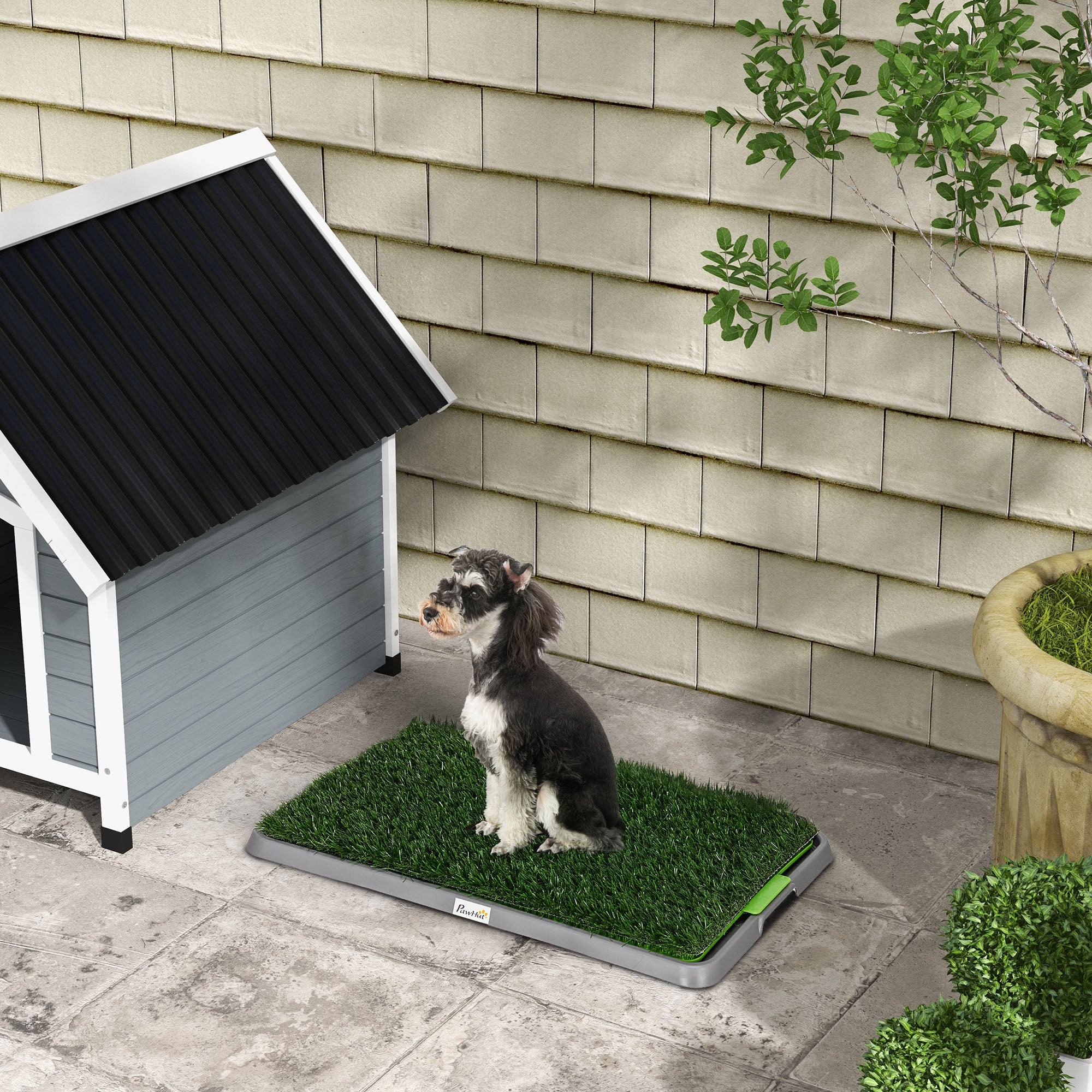 PawHut Artificial Grass Dog Toilet with Tray for Potty Training Indoor Outdoor, 2 Packs, 67 x 41cm - North Peak Garden Furniture