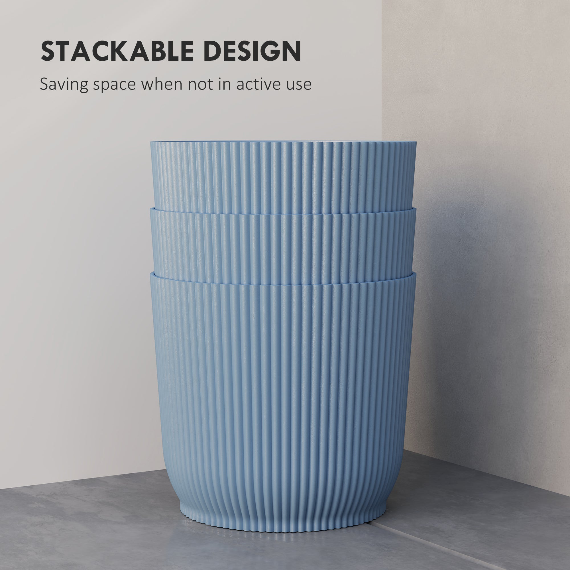 Outsunny Set of Three Ф22cm Planters - Blue - North Peak Garden Furniture