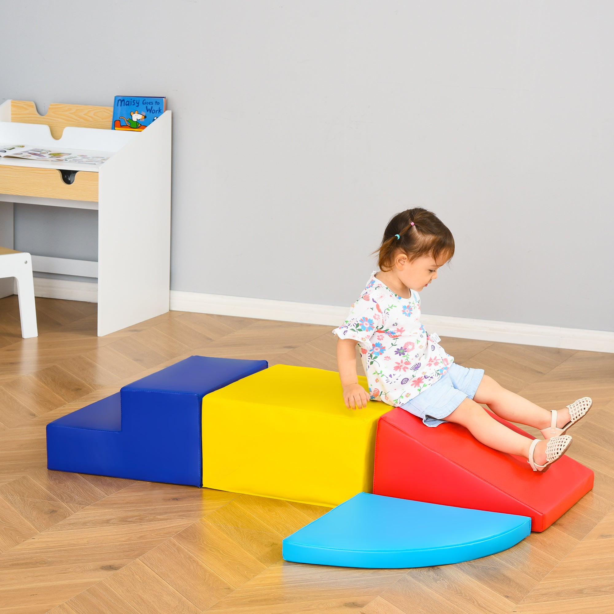 HOMCOM Soft Play 4-piece Climb and Crawl Foam Toddler Stairs and Ramp Colorful Children's Educational Software Activity Toys for Baby Preschooler - North Peak Garden Furniture