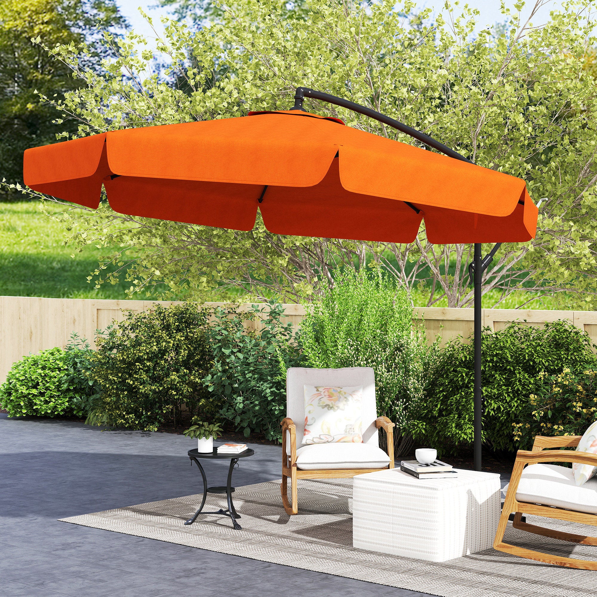 Outsunny 2.7m Garden Cantilever Banana Parasol - Orange - North Peak Garden Furniture