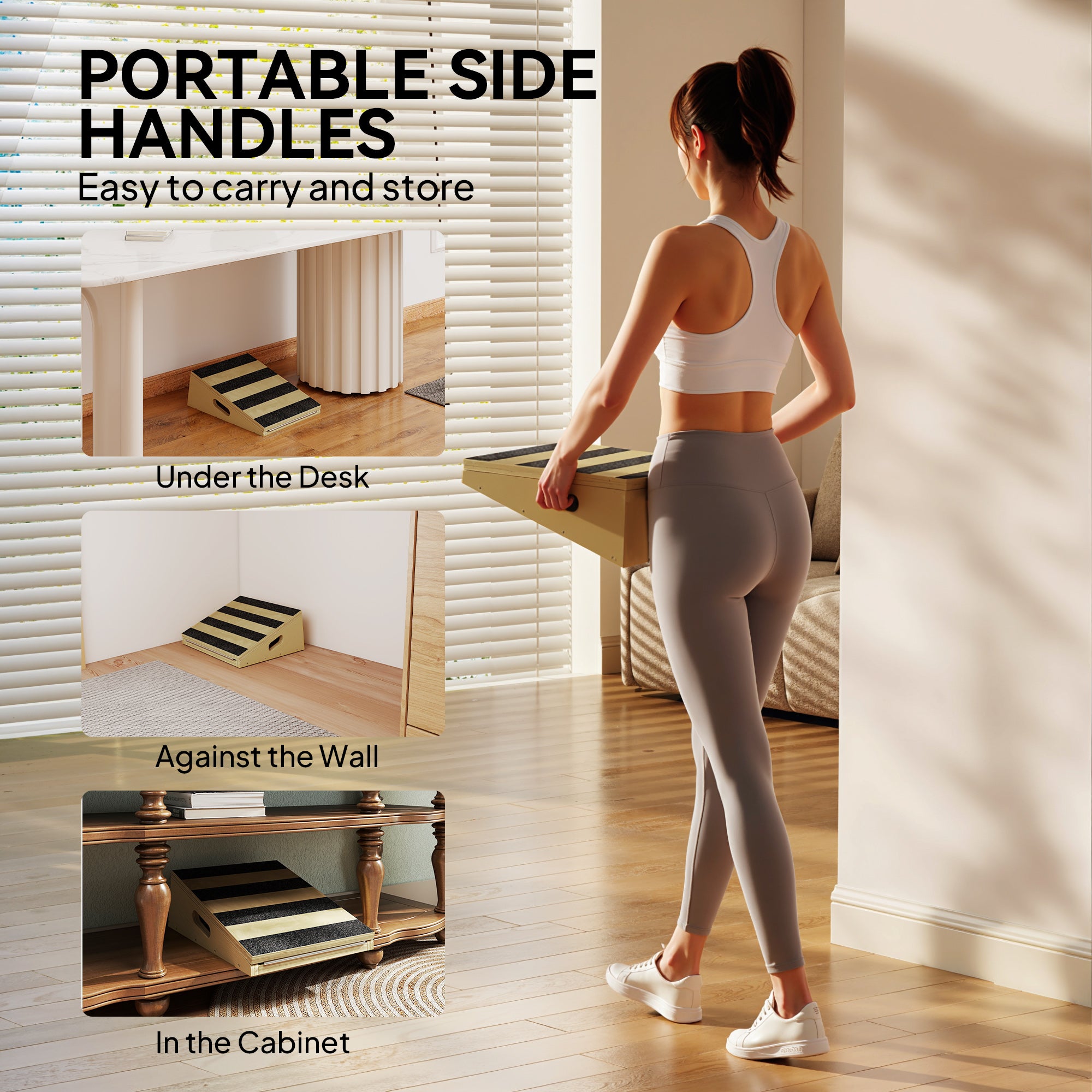SPORTNOW Portable Slant Board, Adjustable Incline Board Calf Stretcher with Extra Side-Handle Design for Home Gym