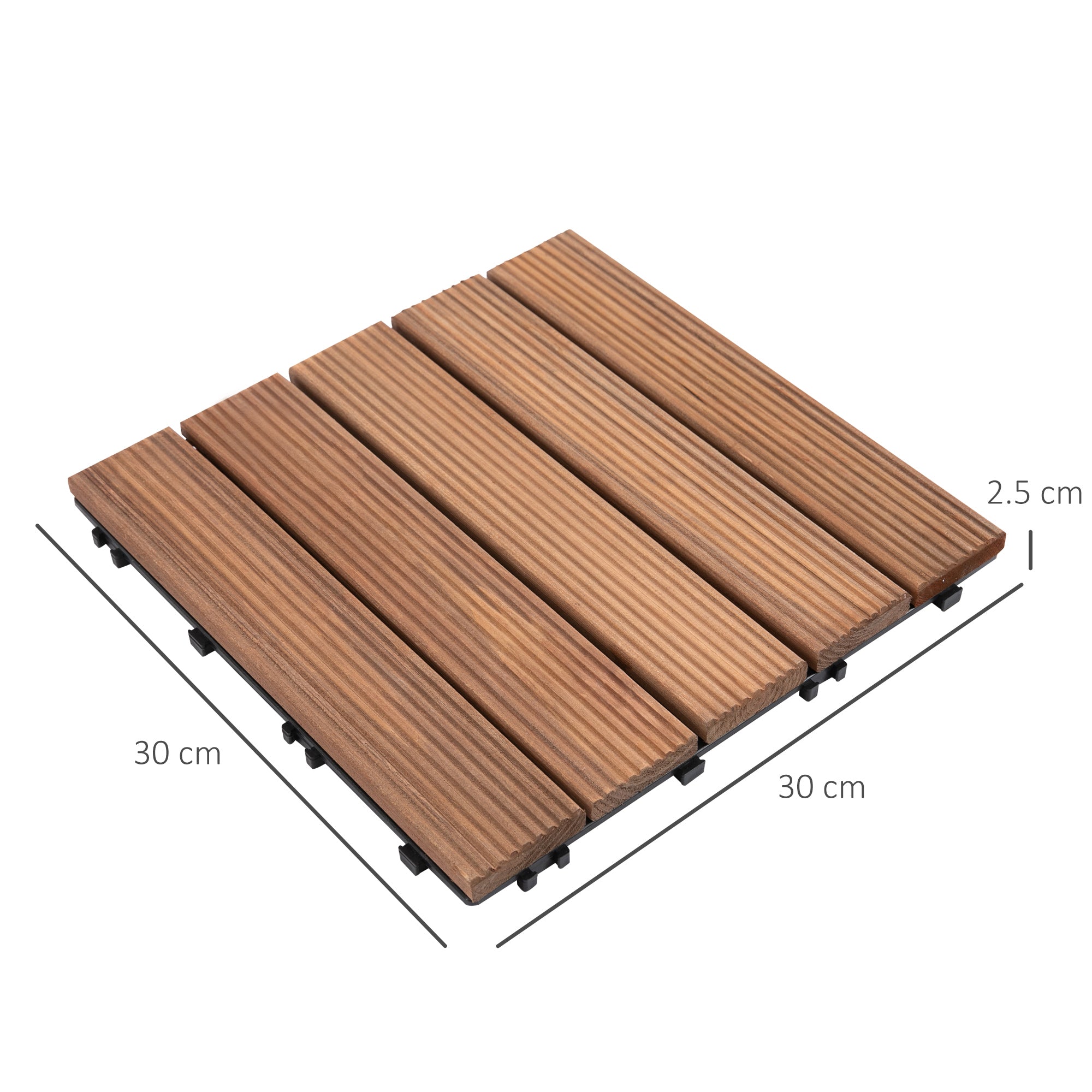 Outsunny 27 Pcs Floor Tiles Interlocking Solid Wood DIY Deck Tiles Indoor Outdoor Flooring