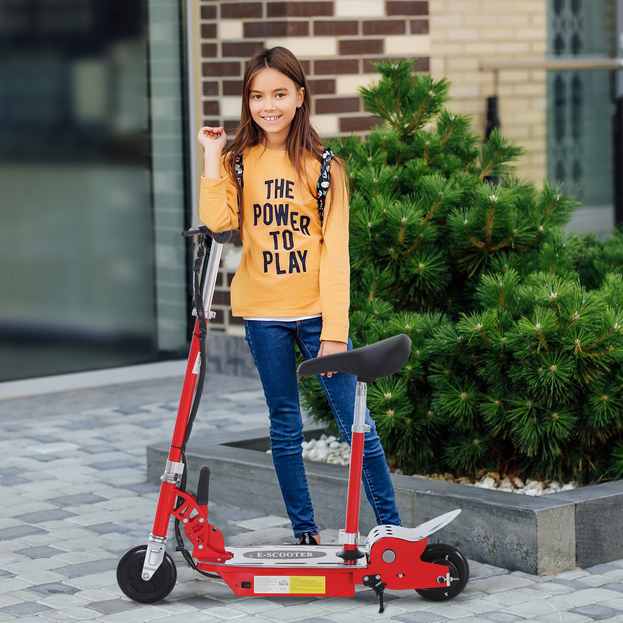 HOMCOM Foldable Electric Scooter for Teens Over 7 years old 12V Battery 120W-Red