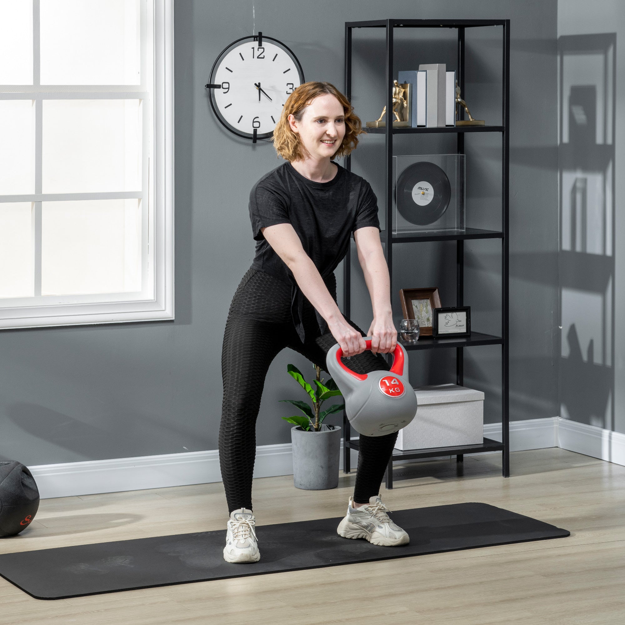 SPORTNOW Kettlebell, 14kg Kettle Bells with Handle for Home Gym Weight Lifting and Strength Training, Red and Grey - North Peak Garden Furniture