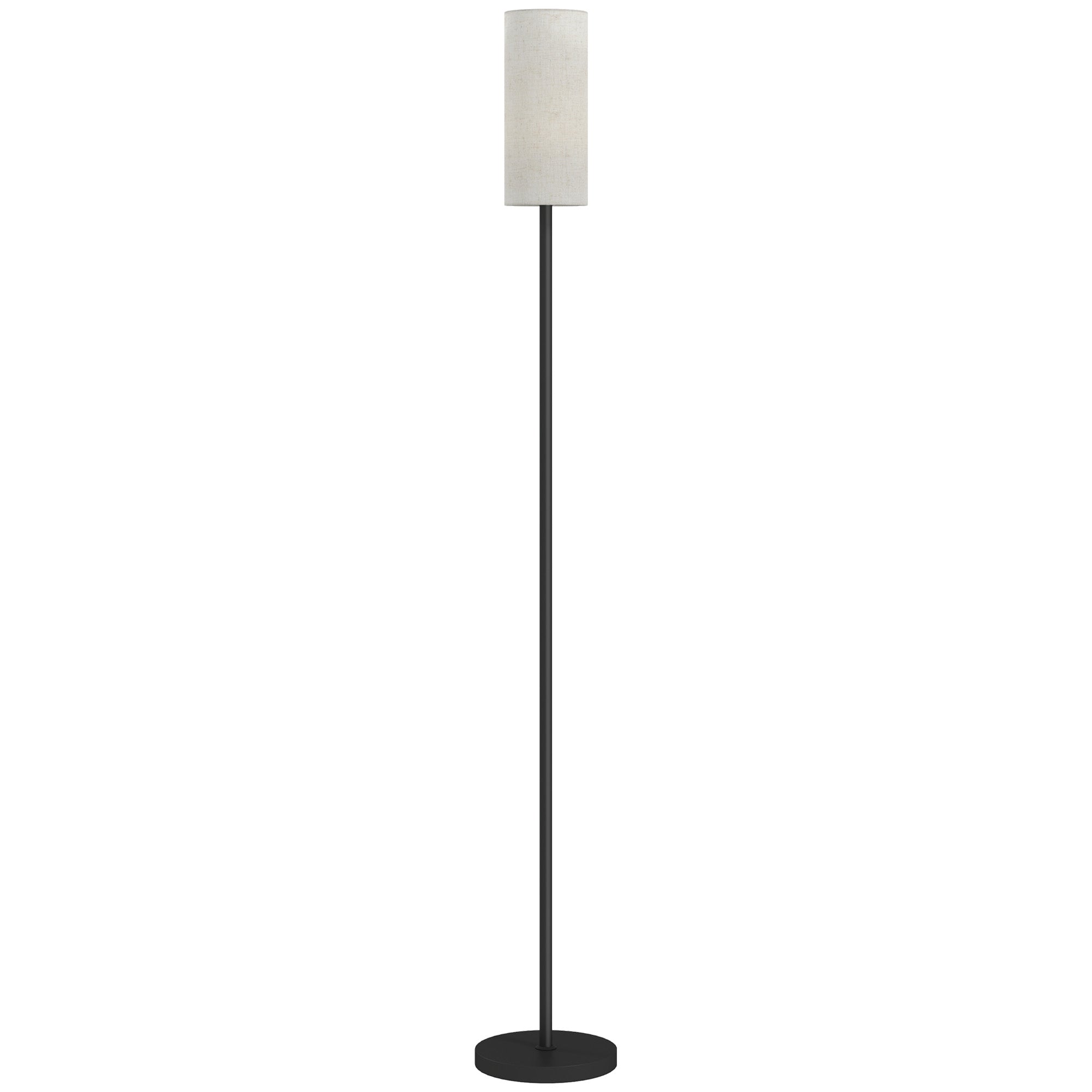 HOMCOM Floor Lamp for Living Room, Modern Standing Lamp with Linen Shade & Foot Switch, Minimalist Tall Pole Lampshade for Bedroom, Office, White - North Peak Garden Furniture