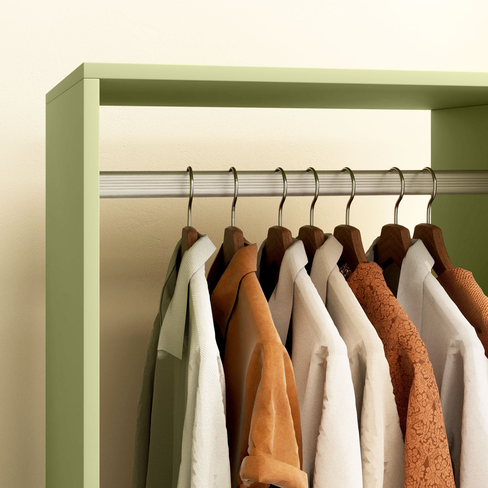 HOMCOM Open Wardrobe on Wheels, Bedroom Wardrobe with Clothes Hanging Rail, 2 Storage Shelves, Mobile Garment Rack for Cloakroom, Hallway, Green - North Peak Garden Furniture