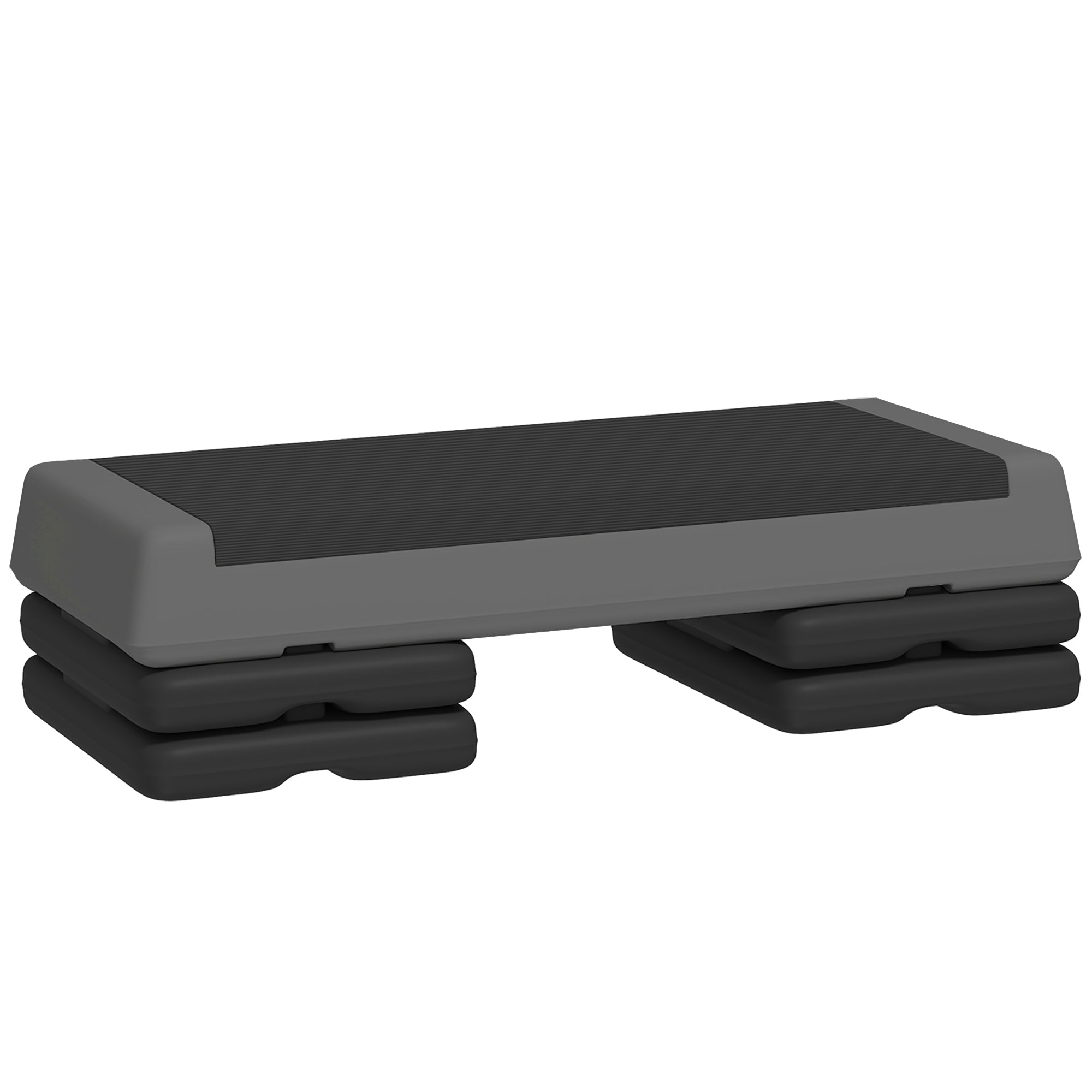 SPORTNOW Fitness Stepper, 3-Height Adjustable Aerobic Step, Non-Slip Exercise Step Board for Home Gym Office Workout, 10.5cm, 15.5cm, 20.5cm, Grey - North Peak Garden Furniture