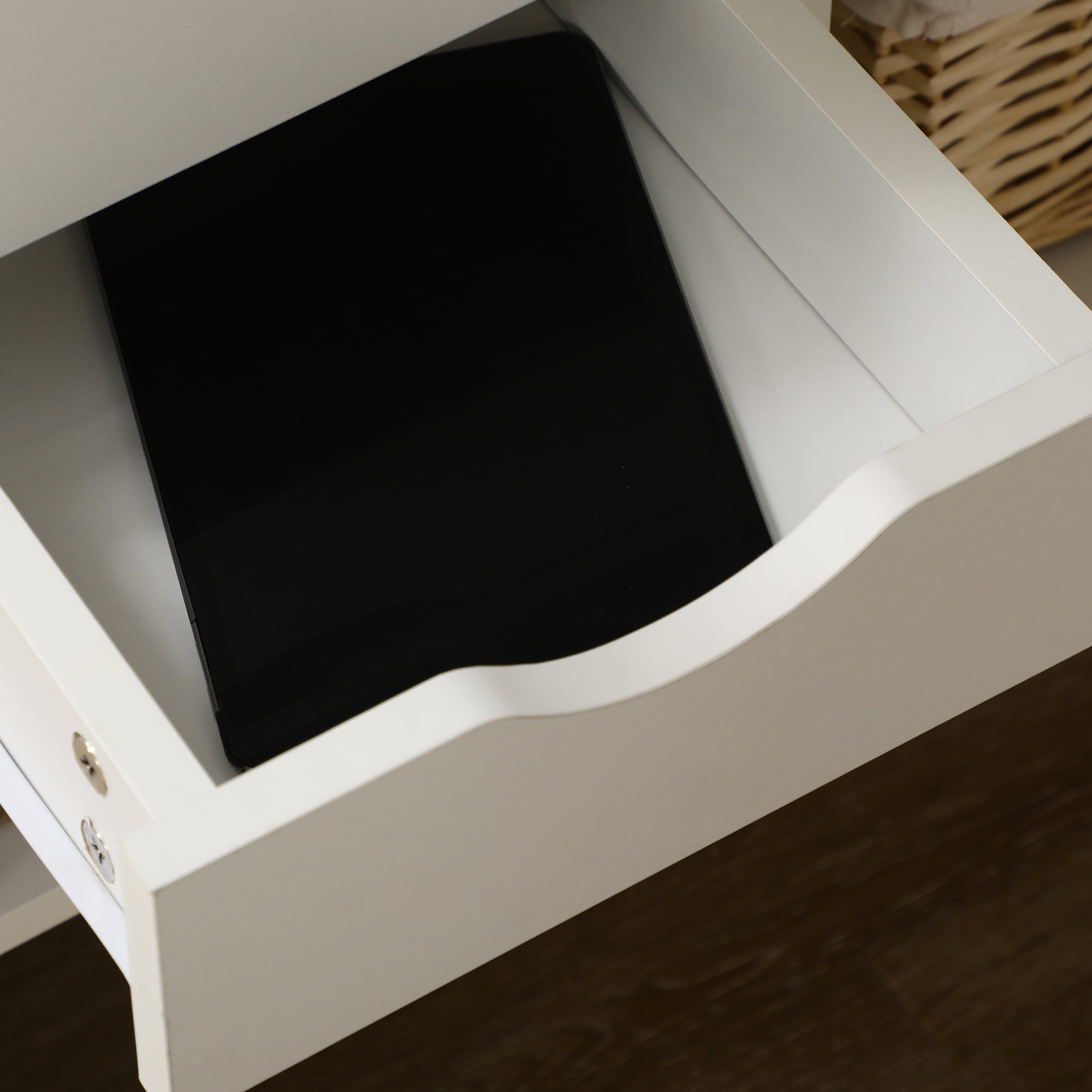 HOMCOM L Shaped Desk, 120cm Computer Desk, Corner Desk with 2 Drawers and 3 Storage Compartments for Home Office, Study Workstation, White - North Peak Garden Furniture