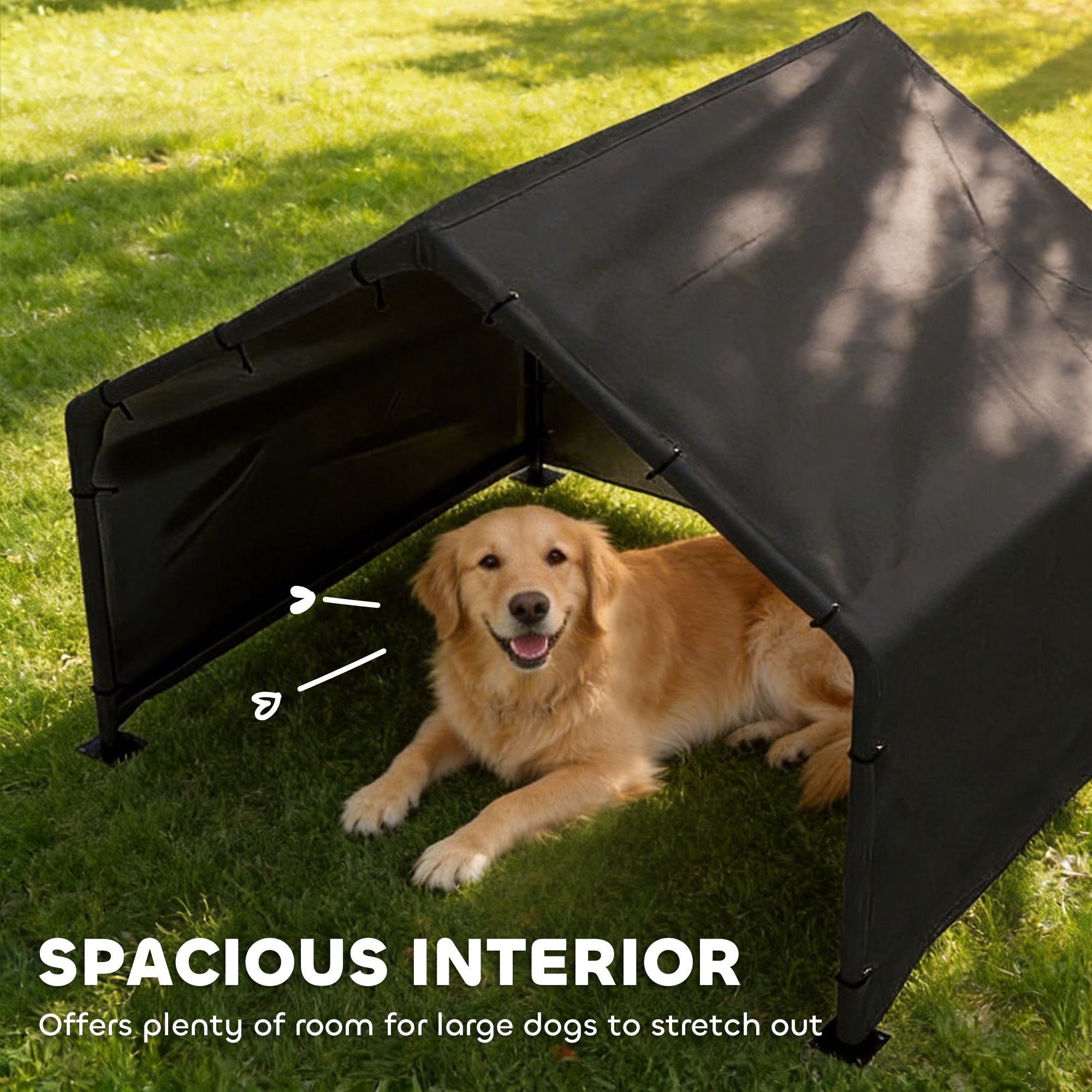 PawHut Dog Shade Shelter Outdoor, Dog House Outside with Canopy, Pet Tent for Small Medium Large Breeds