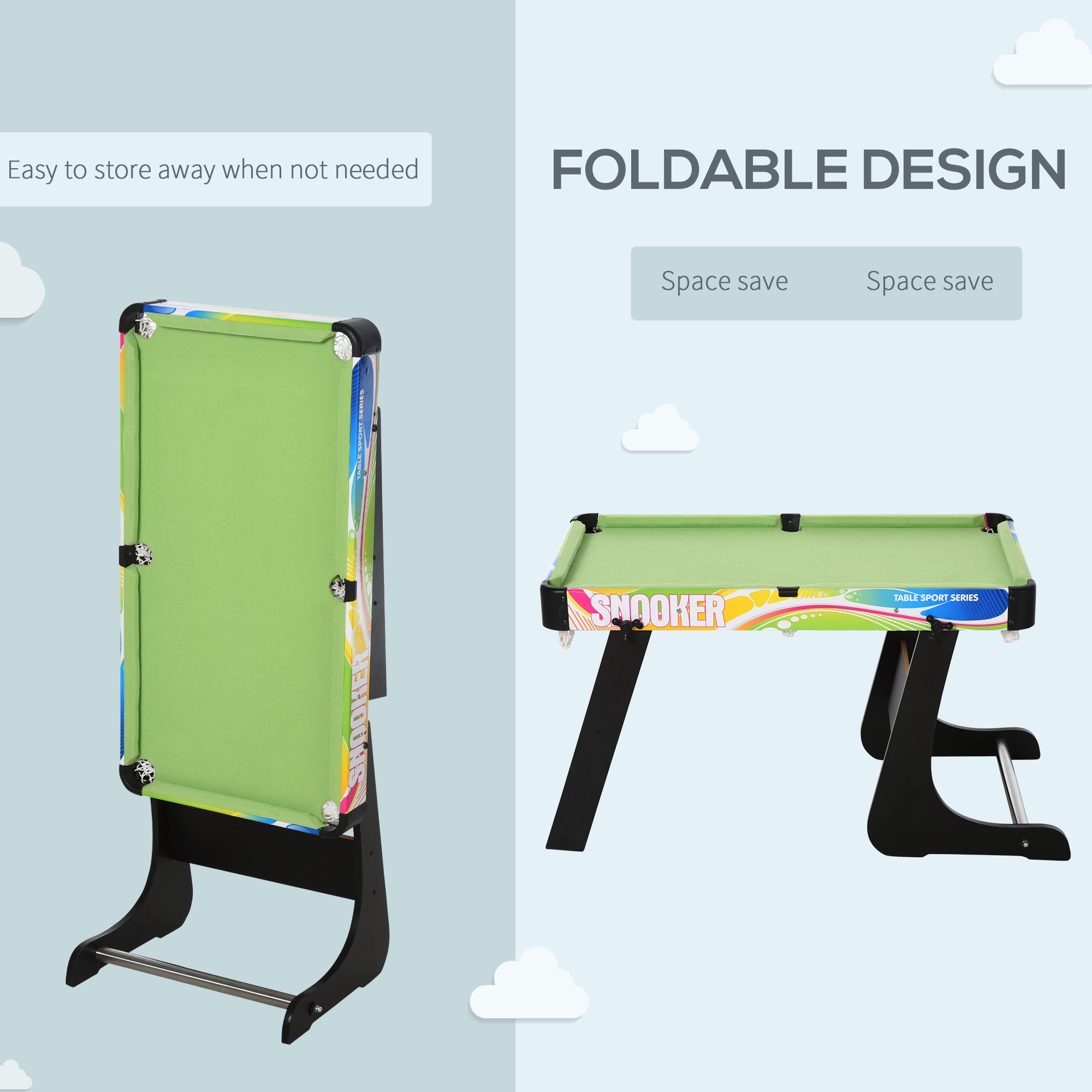 HOMCOM Folding Multi Gaming Table 4 in 1 Hockey, Football Table, Table Tennis, Billiards For Play Fun - North Peak Garden Furniture