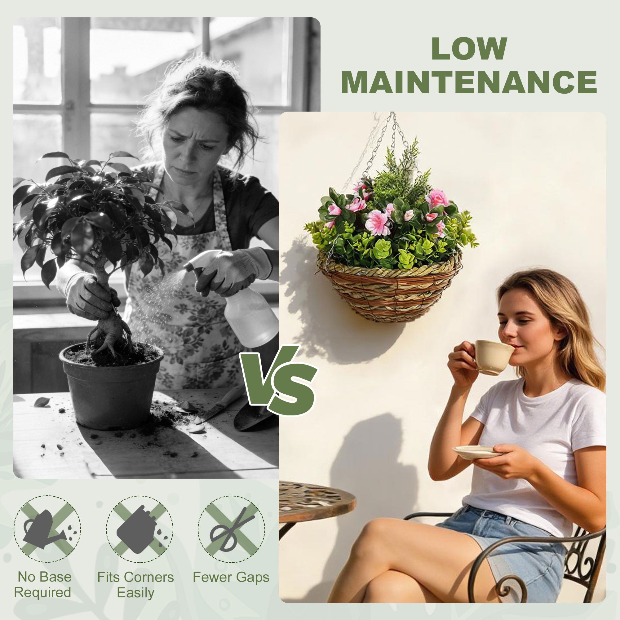 Outsunny Pack of 2 Faux Plant Artificial Lisianthus Flowers Hanging Planter with Basket for Indoor Outdoor Decoration, Pink