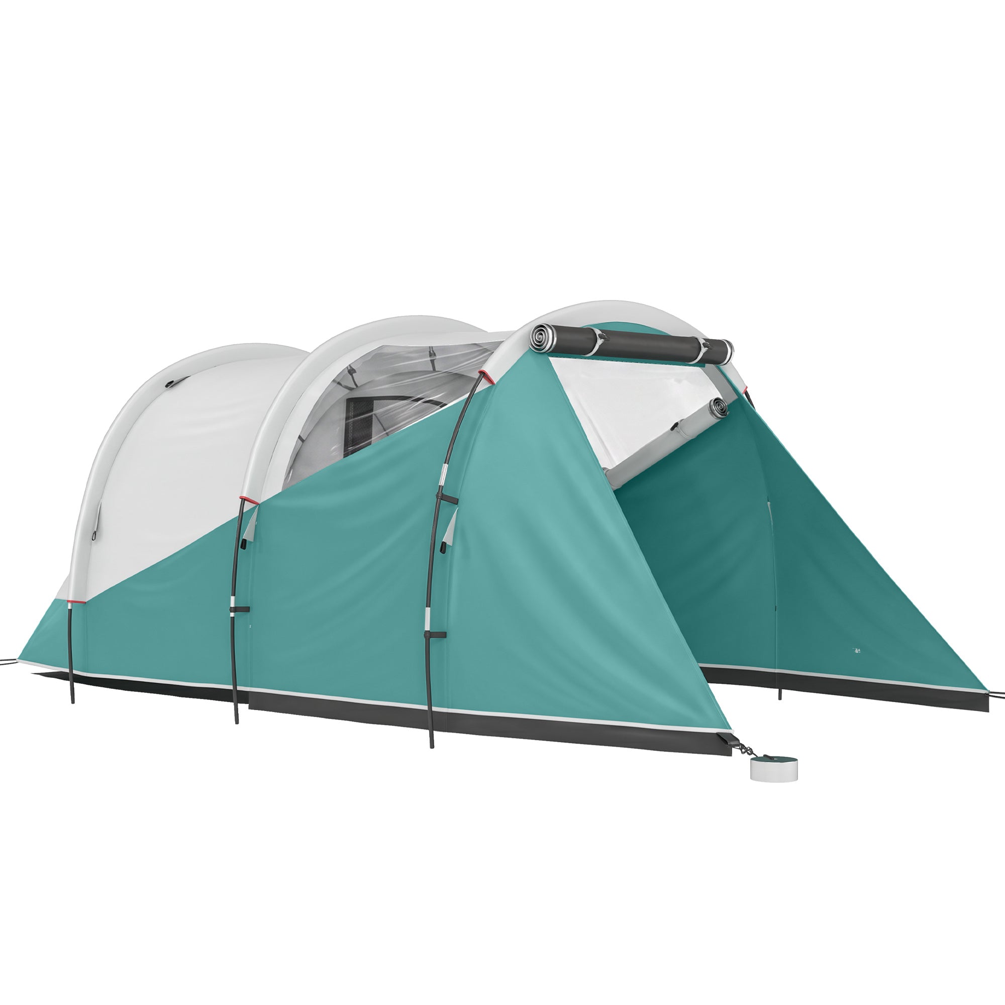 Outsunny Three-Man, 3000mm Water-Resistant Two-Room Tunnel Tent - Green