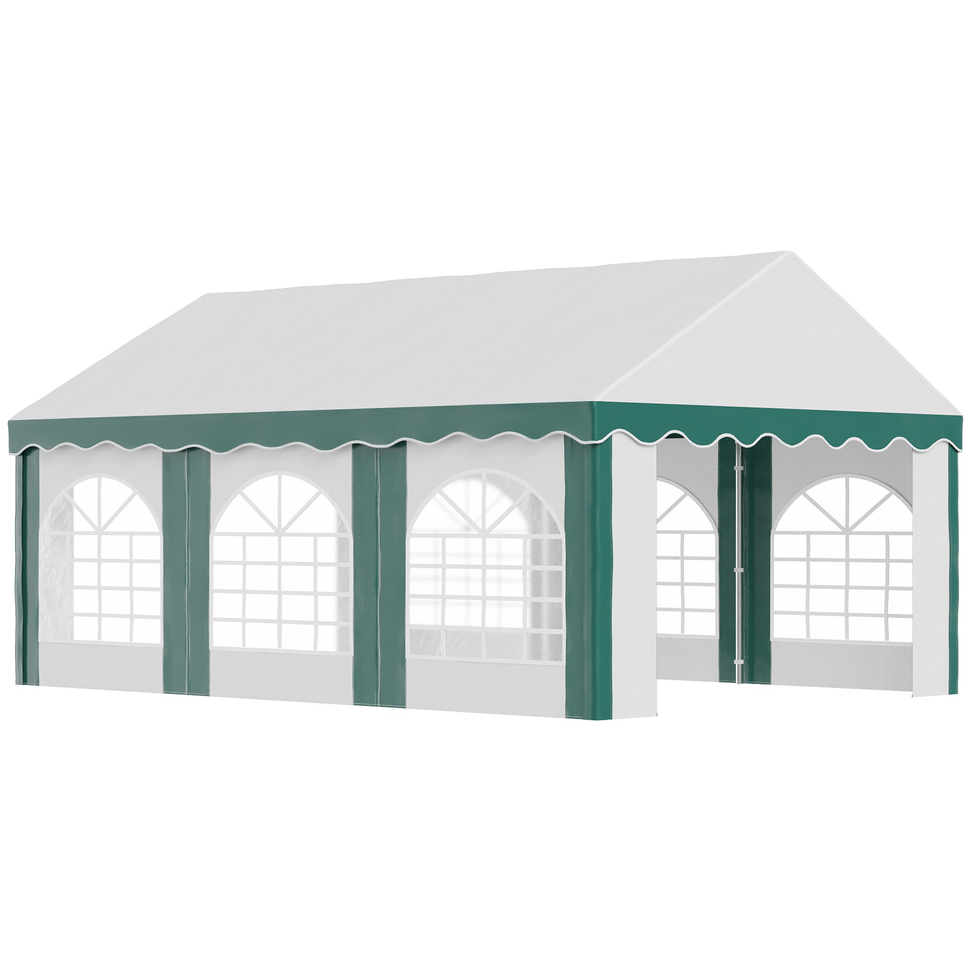 Outsunny 6 x 4m Garden Gazebo with Sides, Galvanised Marquee Party Tent with Six Windows and Double Doors, for Parties, Wedding and Events - North Peak Garden Furniture