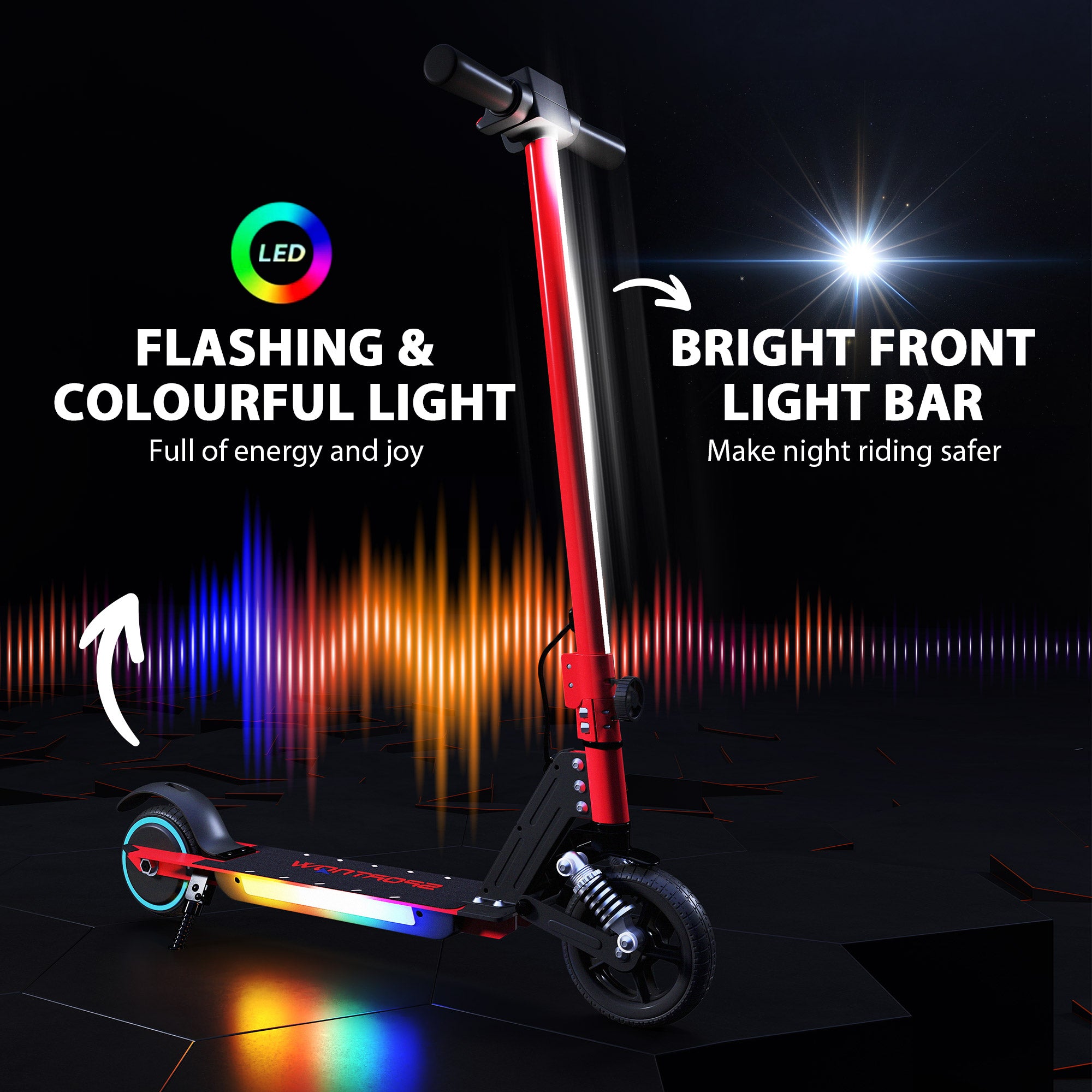 SPORTNOW Folding Electric Scooter for Kids Age 6-14 with Dual Brakes, Front Suspension, LED Colourful Lights and Display, 6.8kg Lightweight Aluminium E Scooter, Up to 14 KM/H & 6 KM, Red - North Peak Garden Furniture