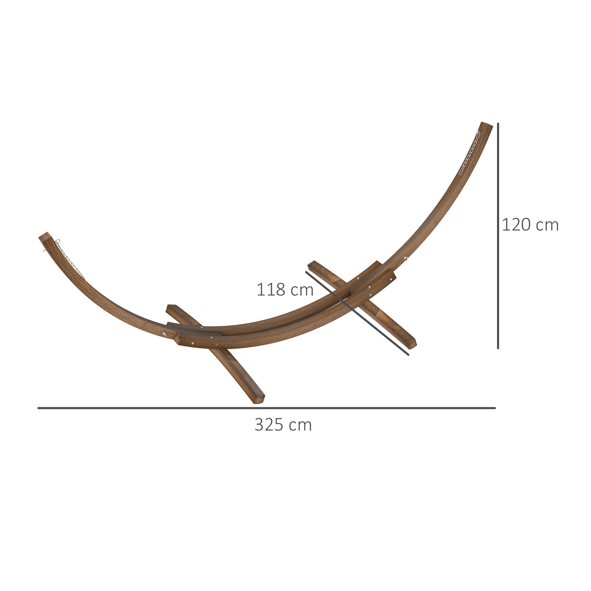 Outsunny 3.25m Wooden Hammock Stand Universal Fit Garden Picnic Camp Accessories, Brown - North Peak Garden Furniture