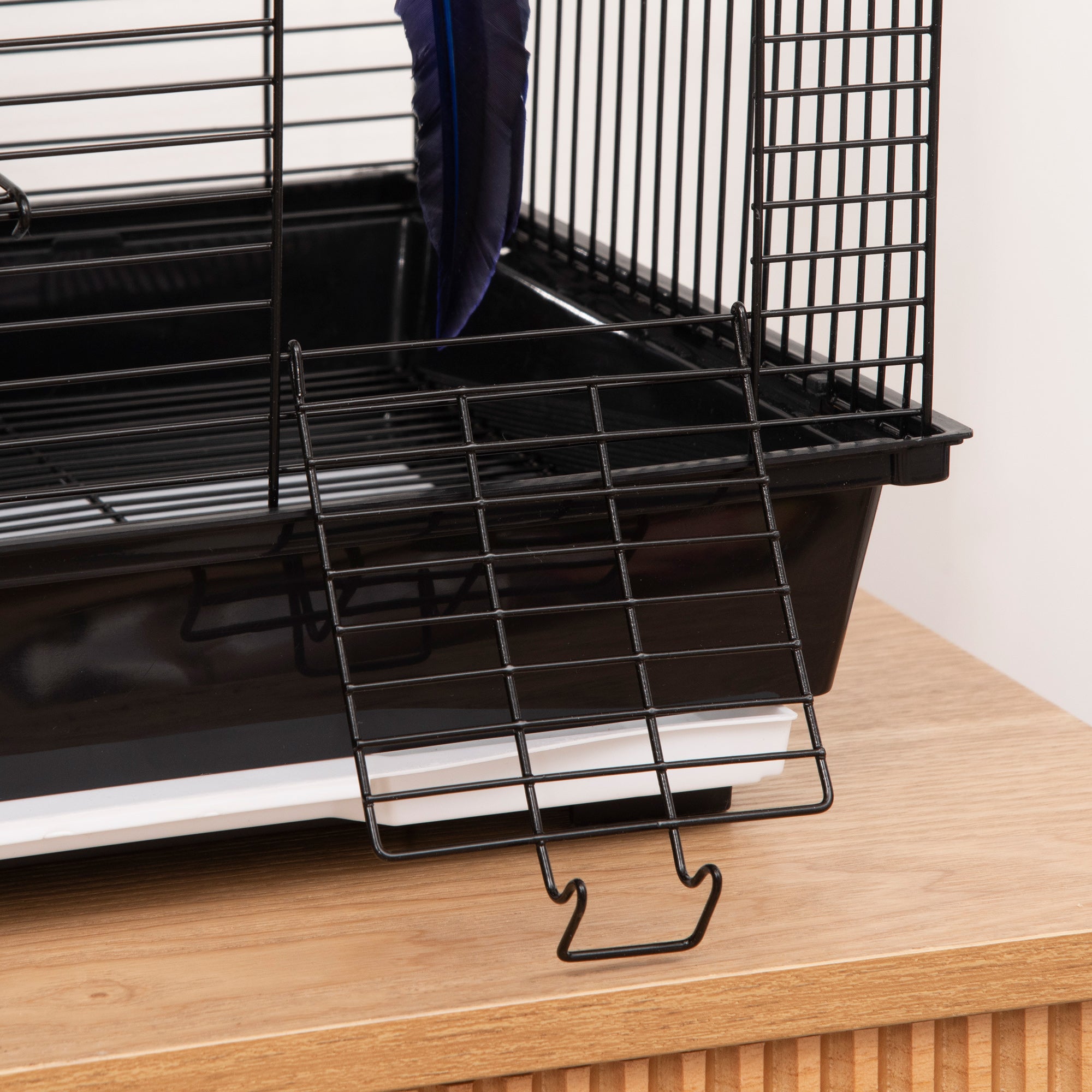 PawHut Metal Bird Cage w/ Stand, Parrot Cockatiel Budgie Finch Canary, Includes Food Containers Swing Ring Tray, Black, 39 x 33 x 47 cm | Aosom UK