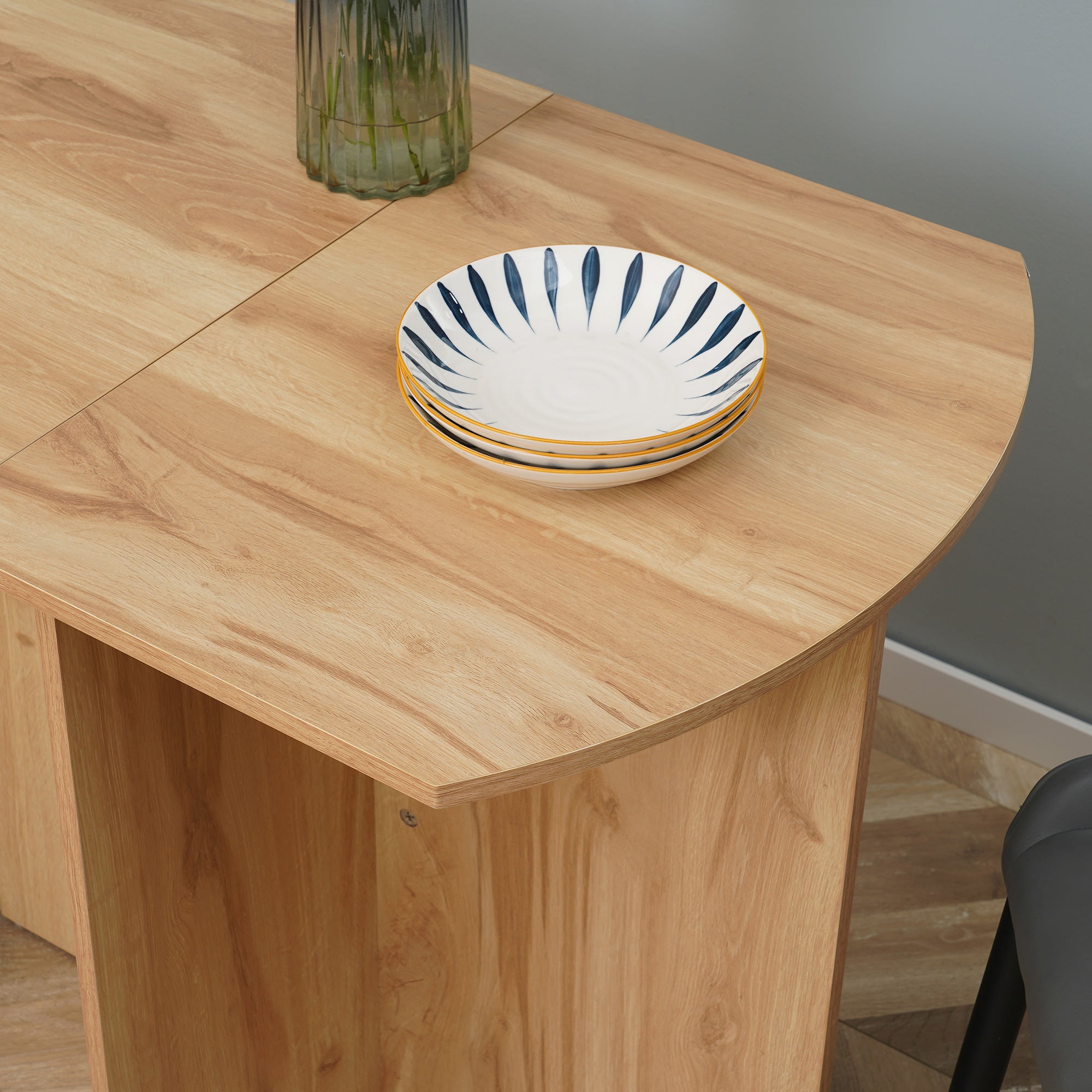 HOMCOM Four-Person Drop Leaf Dining Table - Wood-Effect - North Peak Garden Furniture