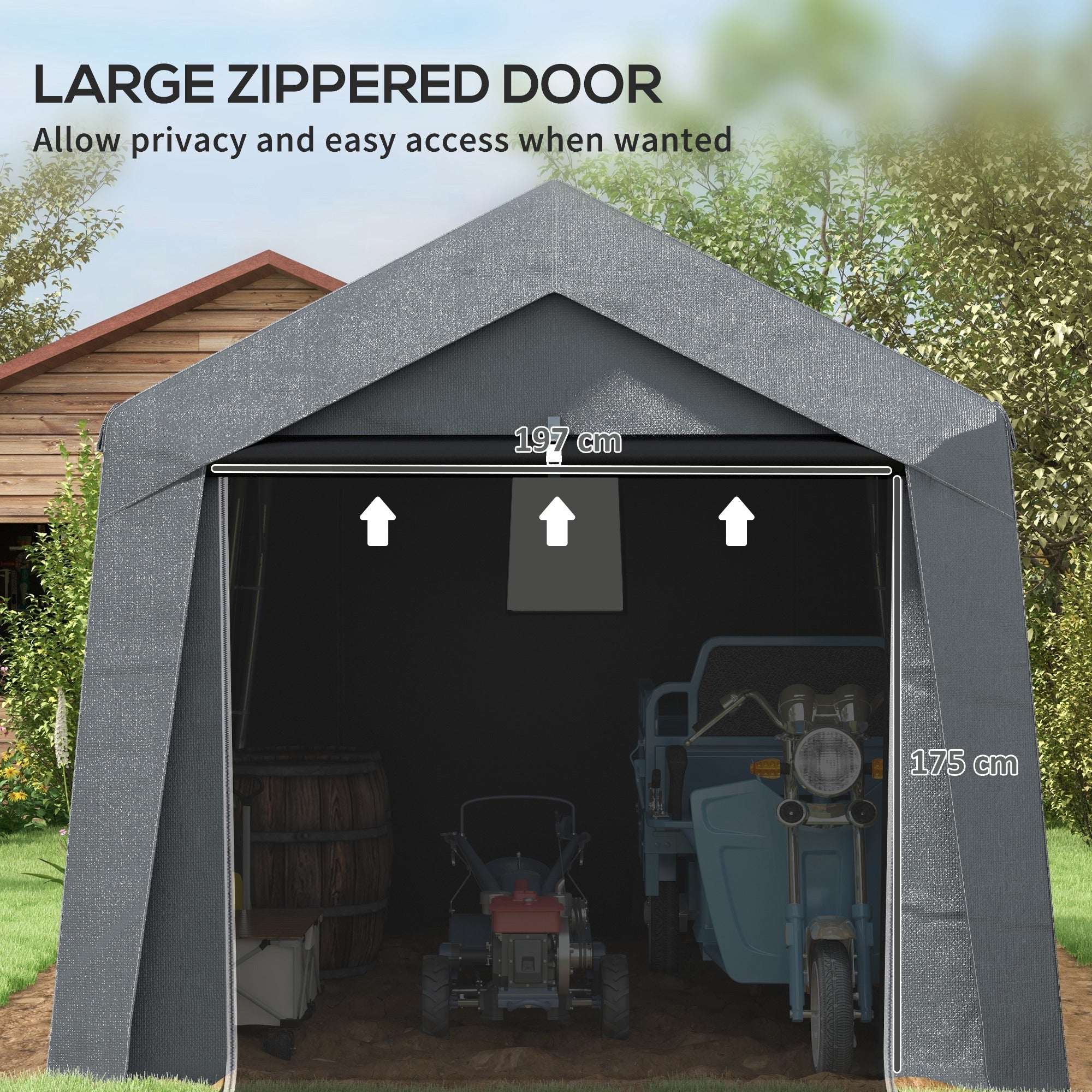 Outsunny 3.6 x 2.1m Portable Outdoor Shed, with Window - Dark Grey - North Peak Garden Furniture