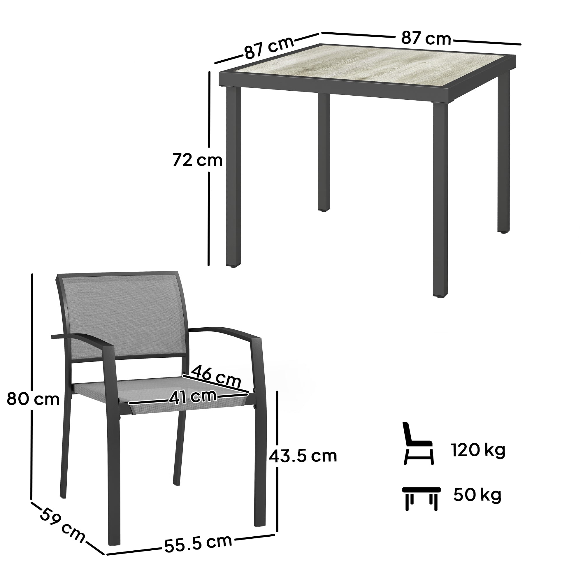 Outsunny Five-Piece Outdoor Garden Dining Set - Grey - North Peak Garden Furniture