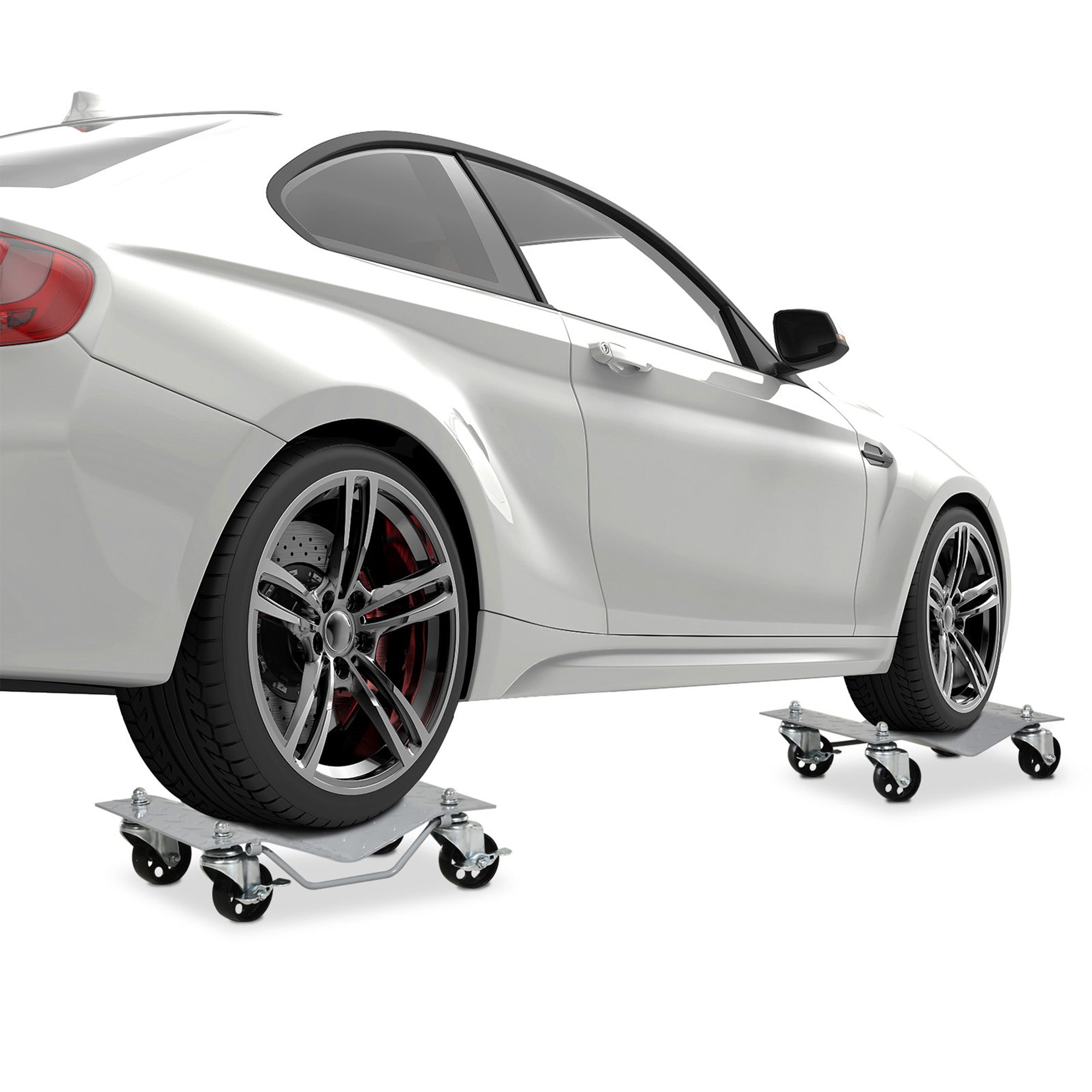 DURHAND 2 PCS Car Wheel Dollies with Swivel Casters, 680kg Capacity Car Dolly Skates Wheel Dolly Set with Non-Slip Metal Plates, Grey - North Peak Garden Furniture