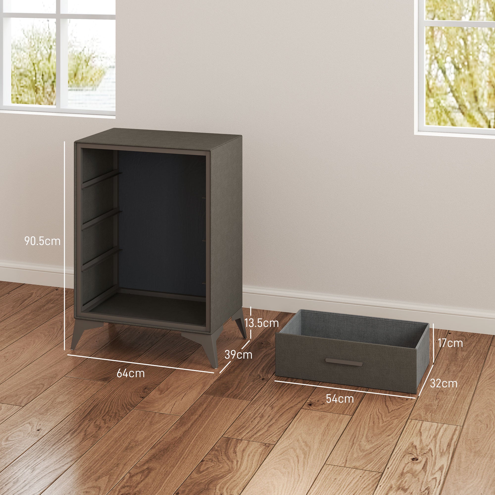 HOMCOM Velvet-Feel Chest of Four Drawers - Brown - North Peak Garden Furniture