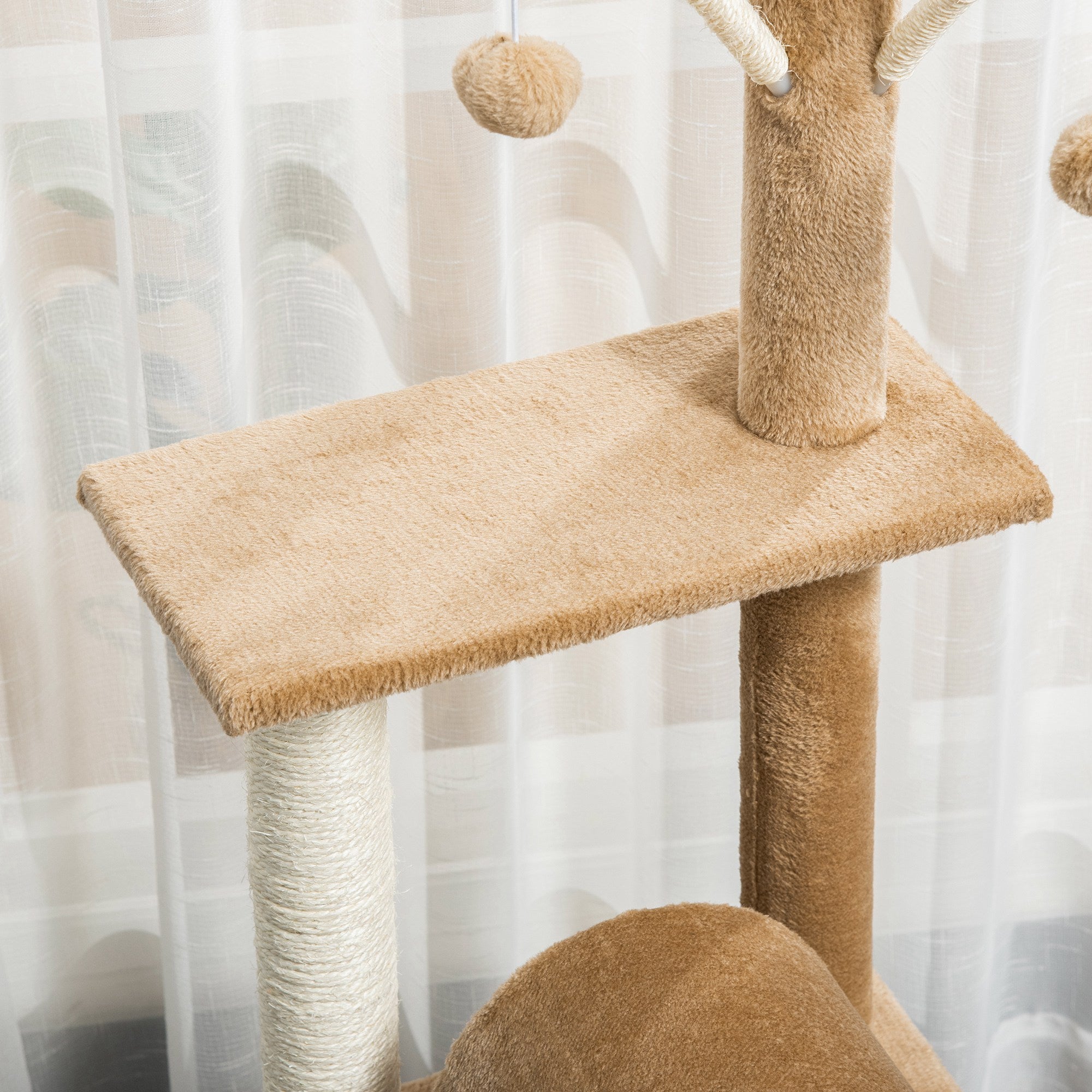 PawHut 121cm Cat Tree Tower for Indoor Cats Kitten Activity Centre Scratching Post with Bed Tunnel Perch Interactive Ball Toy Brown - North Peak Garden Furniture