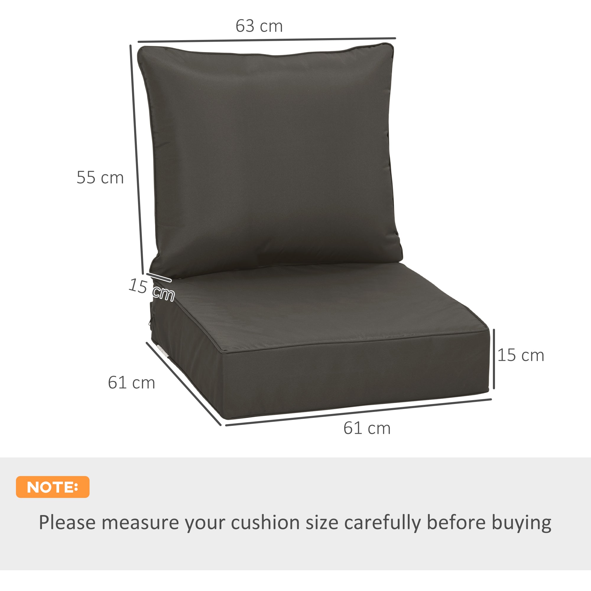 Outsunny Outdoor Seat and Back Cushion Set Patio Deep Seating Chair Replacement Cushion - North Peak Garden Furniture