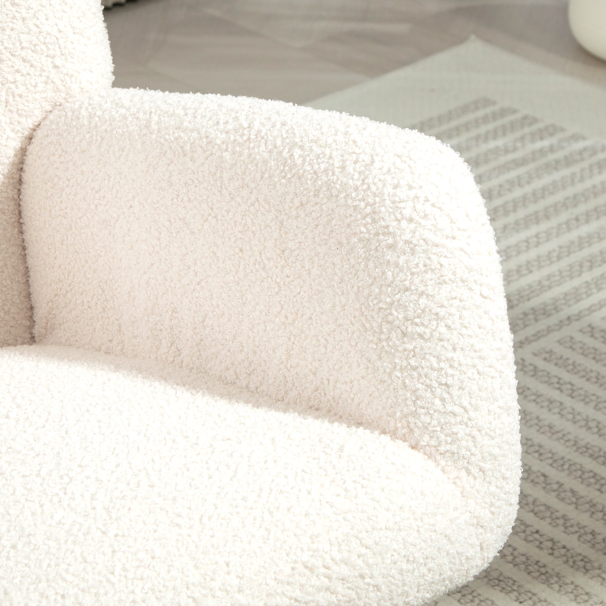 HOMCOM Teddy Fleece Rocking Chair - Cream White - North Peak Garden Furniture