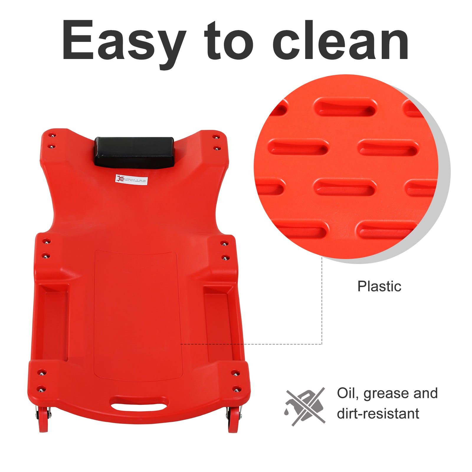 DURHAND Mechanic Vehicle Creeper Under Car Repair Padded Headrest Rolling Moulded Workshop Garage Assistance w/Tool Tray - North Peak Garden Furniture