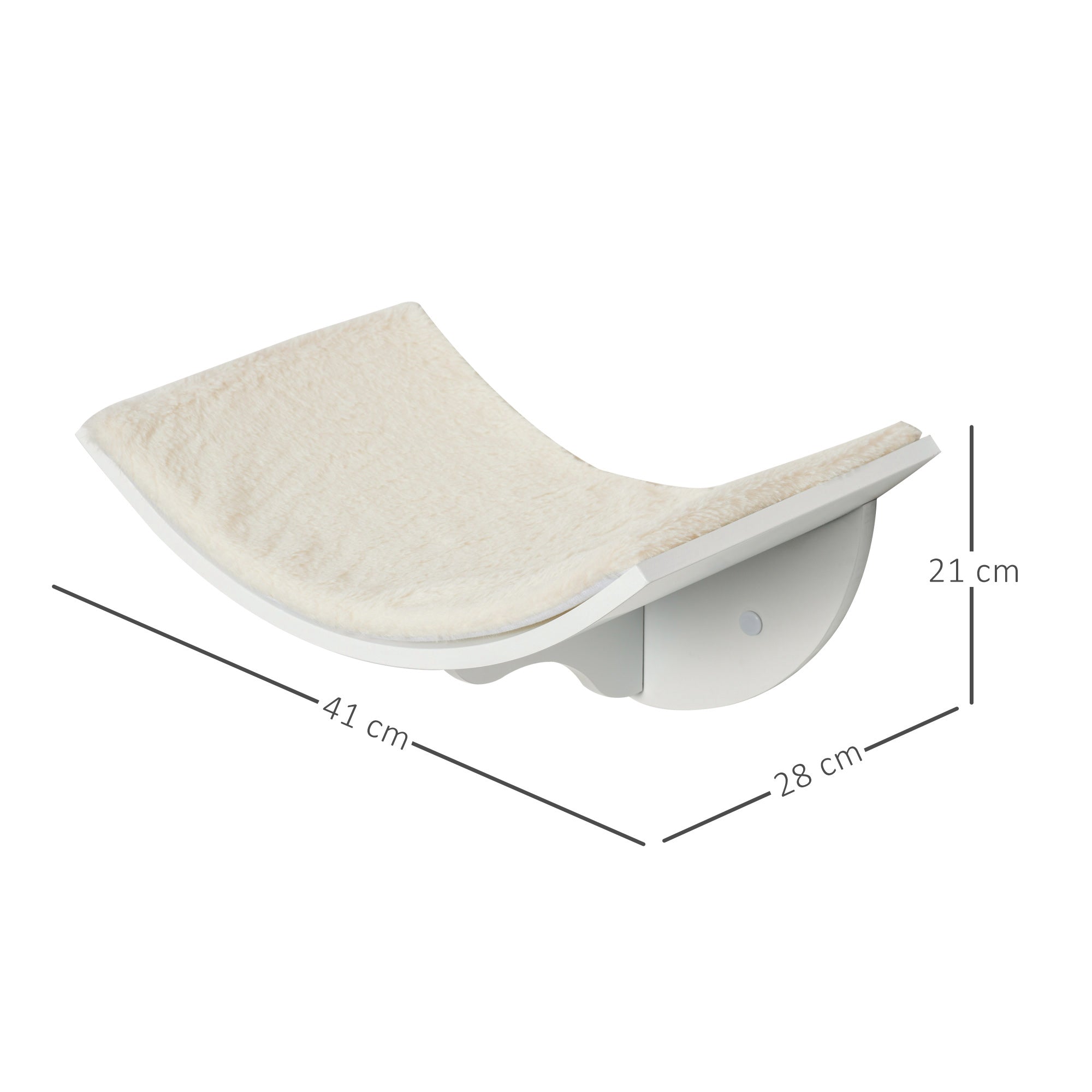 PawHut Wood Cat Shelves Wall-Mounted Shelter Curved Kitten Bed Cat Perch Climber Cat Furniture 41 x 28 x 21cm White - North Peak Garden Furniture