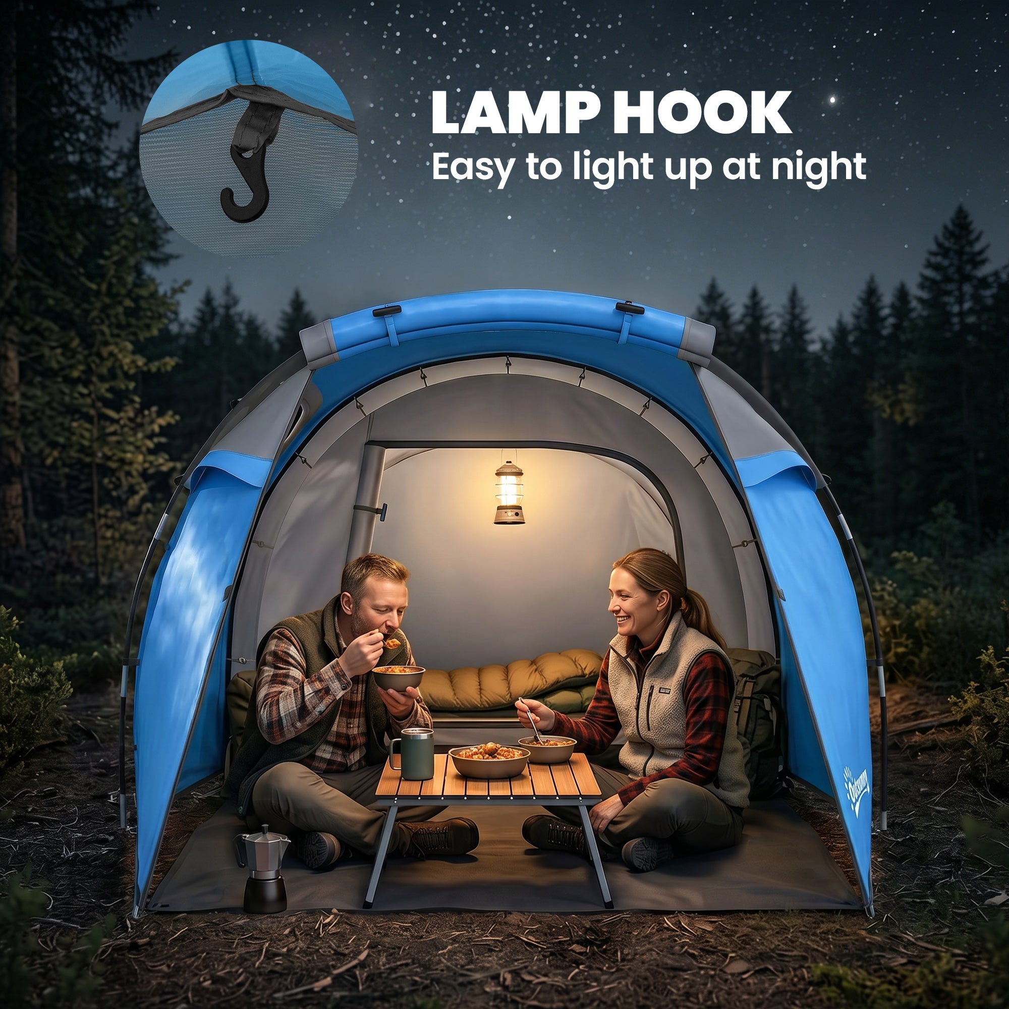 Outsunny 2-3 Man Tunnel Tents w/ Vestibule Camping Tent Porch Air Vents Rainfly Weather-Resistant Shelter Fishing Hiking Festival Shelter Home