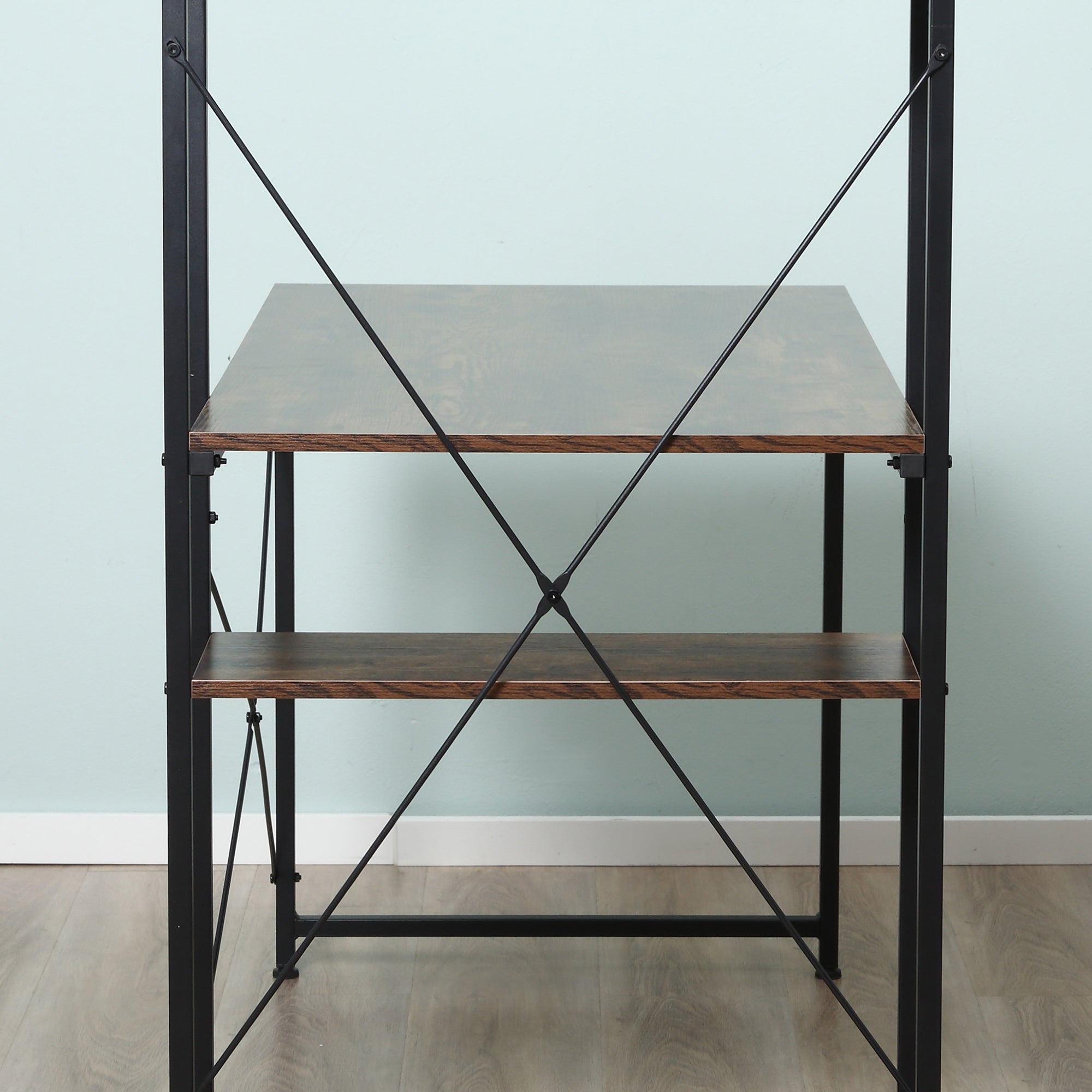HOMCOM Reversible Computer Desk with Storage Shelves on Left or Right, Industrial Reversible Writing Desk for Home Office, Study, Easy Assembly, 120 x 64 x 121cm, Rustic Brown and Black - North Peak Garden Furniture