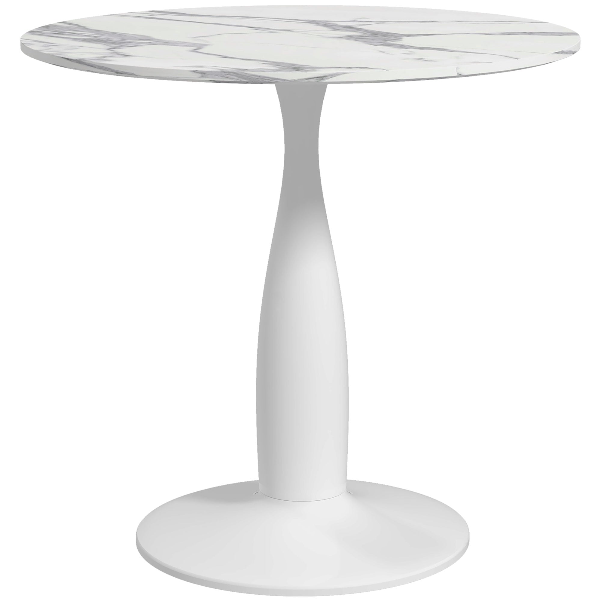 HOMCOM Round Dining Table, Modern Dining Room Table with Steel Base, Non-slip Foot Pad, Space Saving Small Dining Table - North Peak Garden Furniture