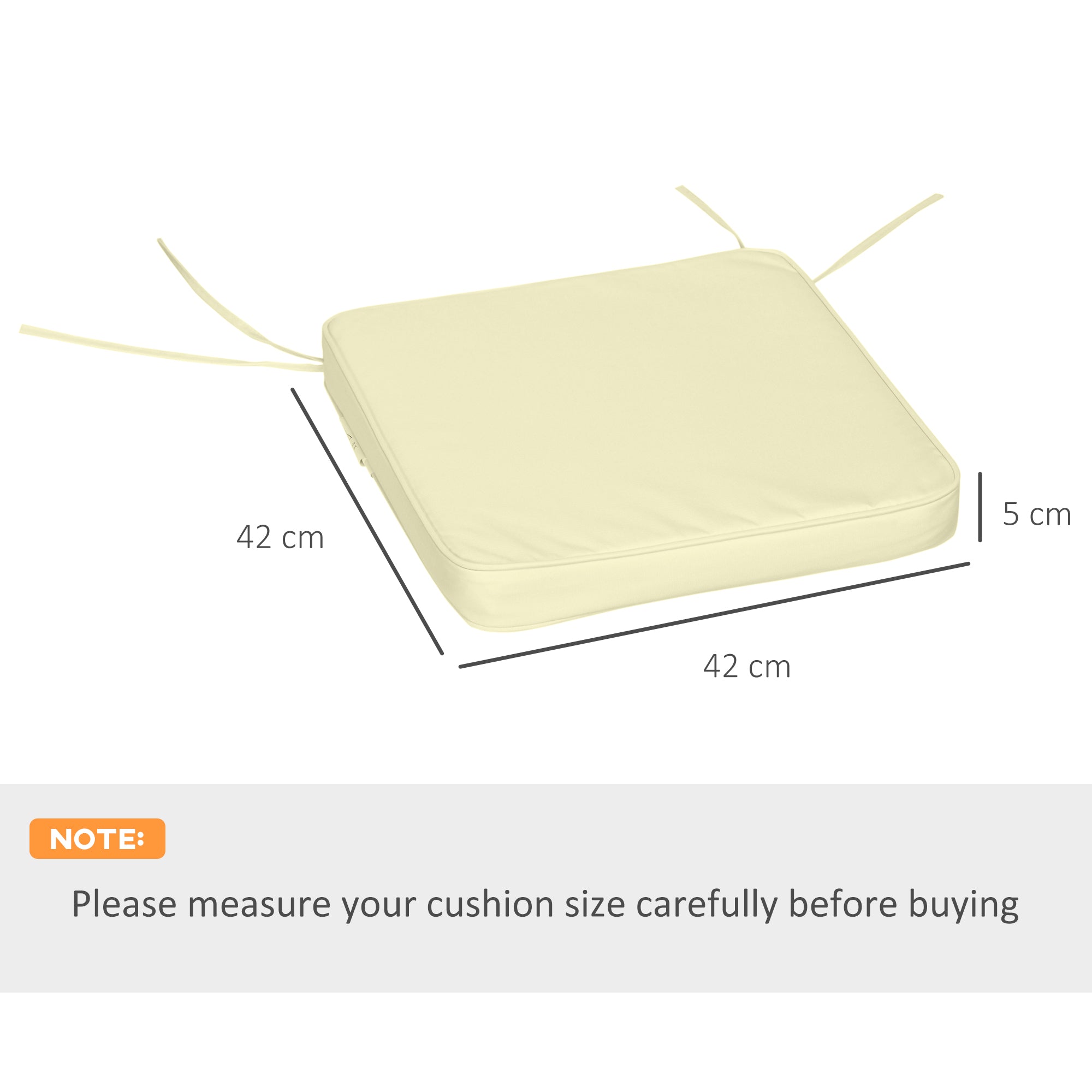 Outsunny Set of 6 Pcs Chair Cushion, 42Lx42Wx5T cm-Cream White - North Peak Garden Furniture