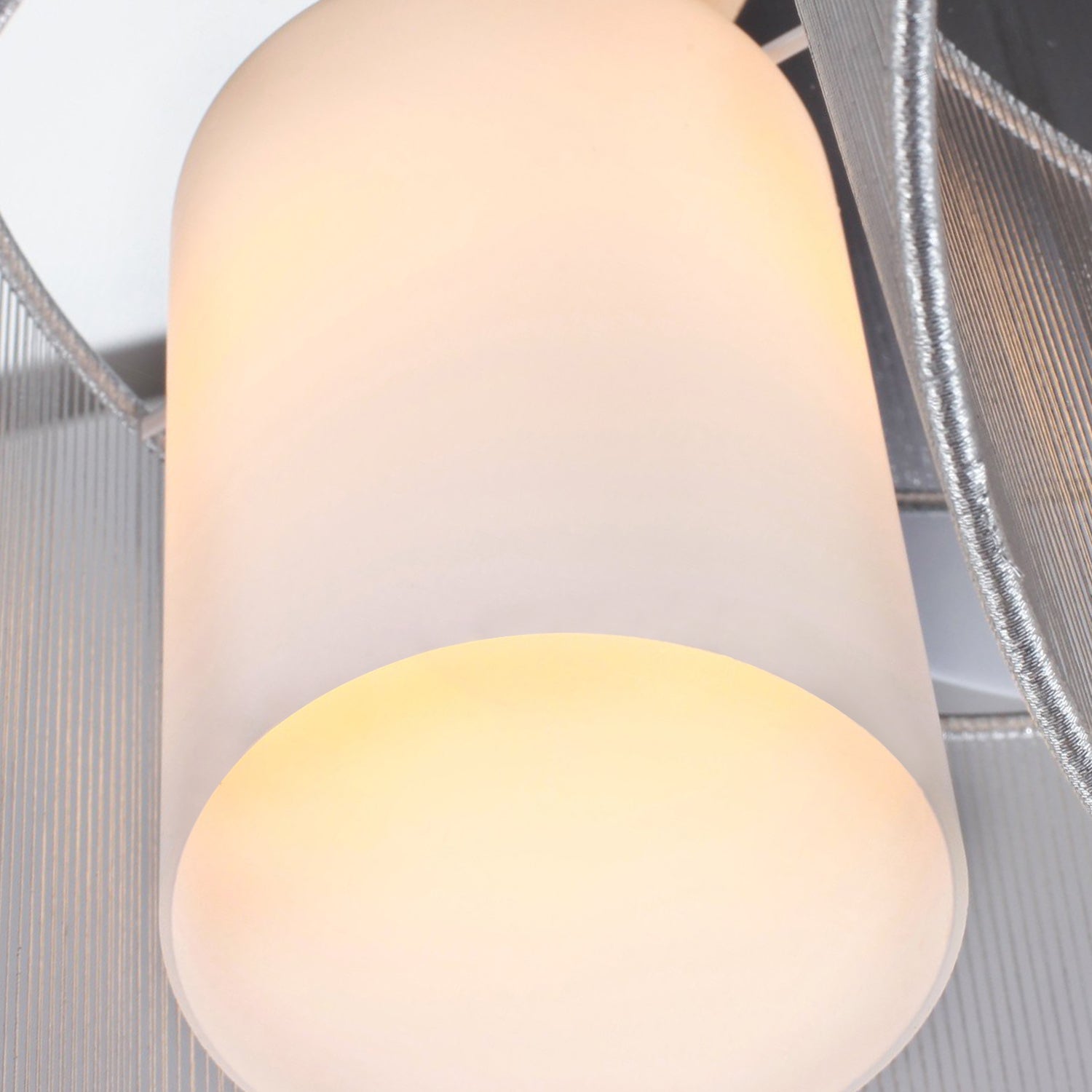 HOMCOM Modern Chandelier, Semi-Flush Mount Ceiling Light with 2 Light, E27 Bulb Base for Hallway, Dining Room, Living Room, White and Silver - North Peak Garden Furniture