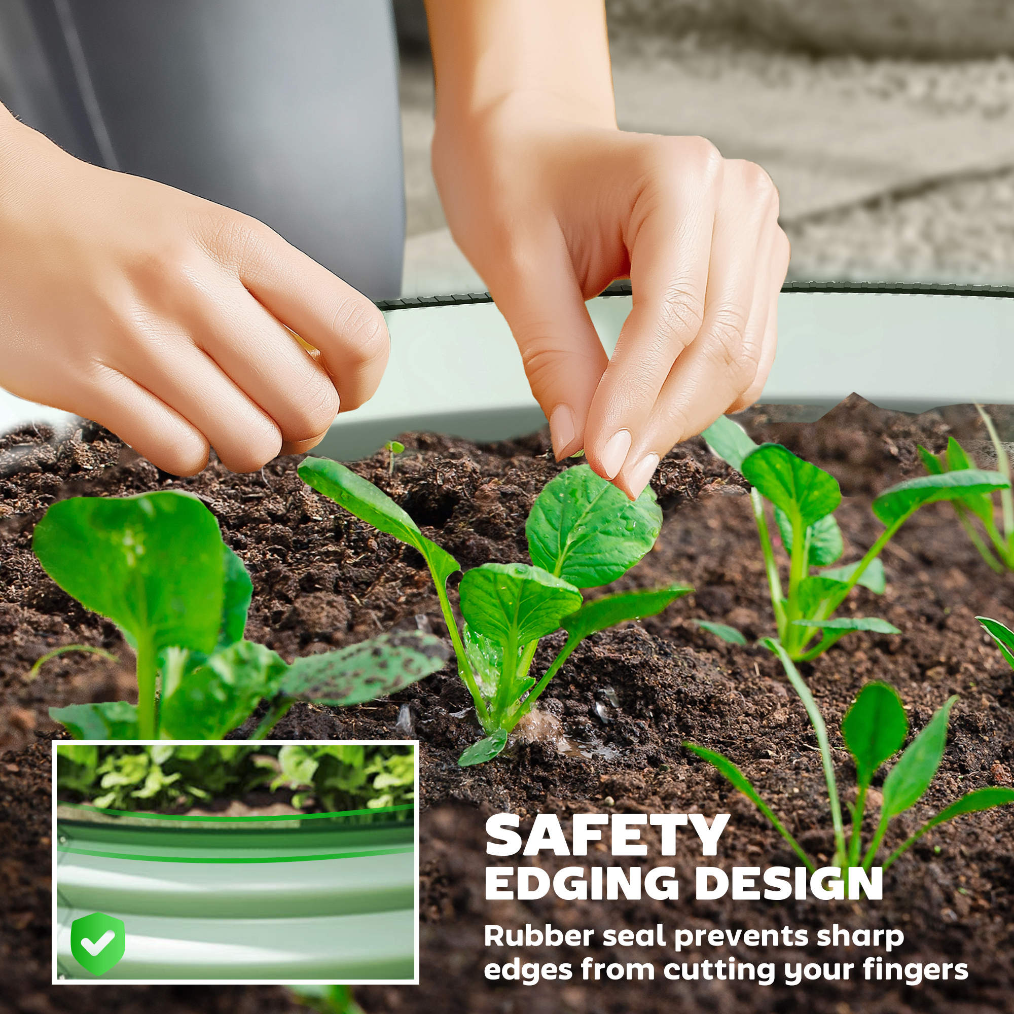 Outsunny Set of 2 Raised Garden Bed, Metal Planter Box with Safety Edging, Easy-to-assemble Stock Tank, Green